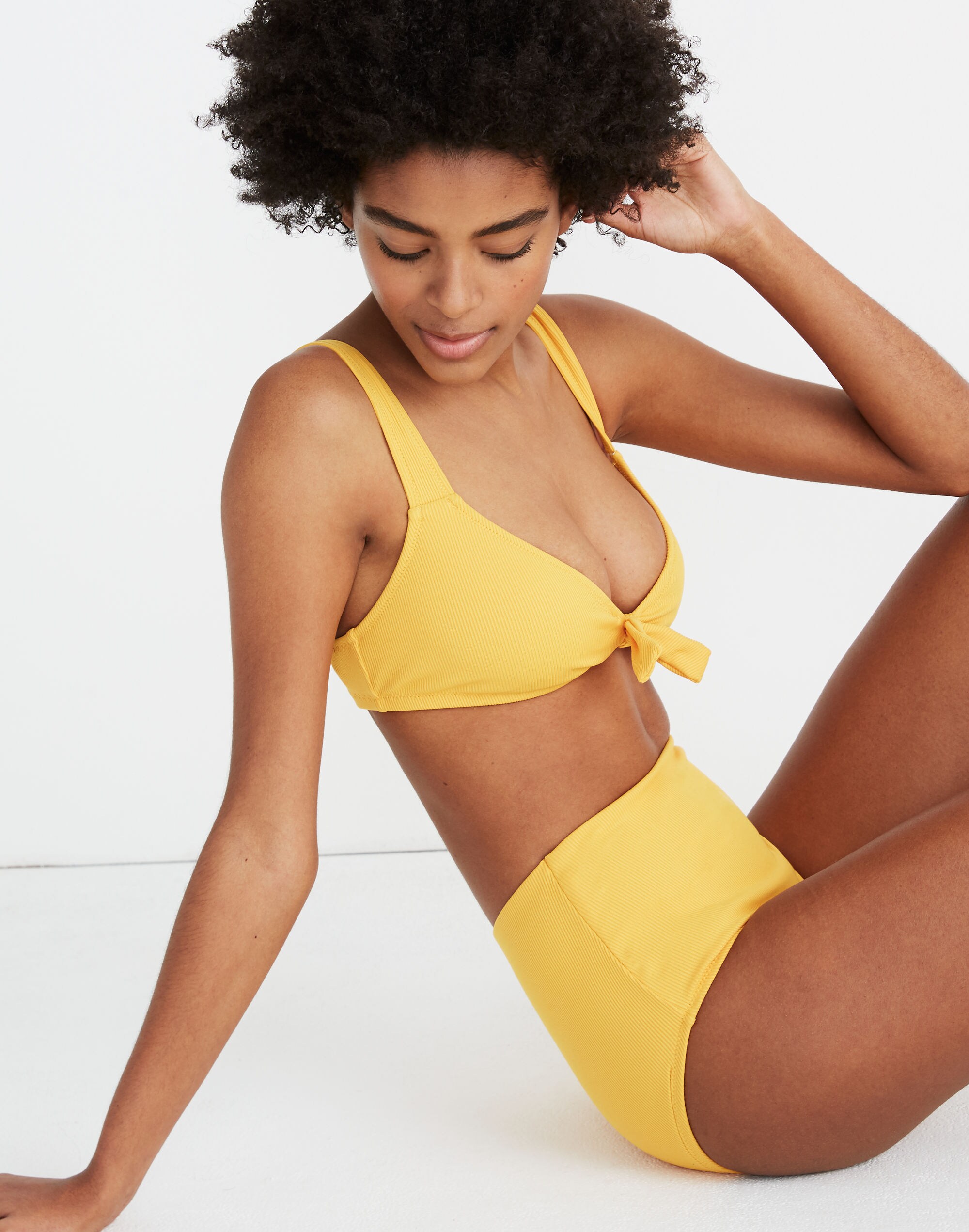 Madewell Second Wave Ribbed High Waisted Bikini Bottom