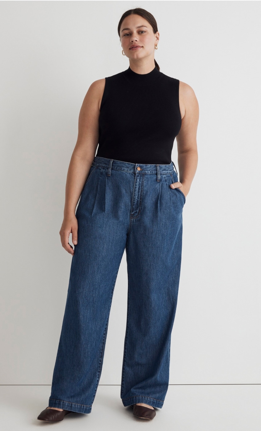 Woman's Denim Wide-leg sailor jeans with raw edging