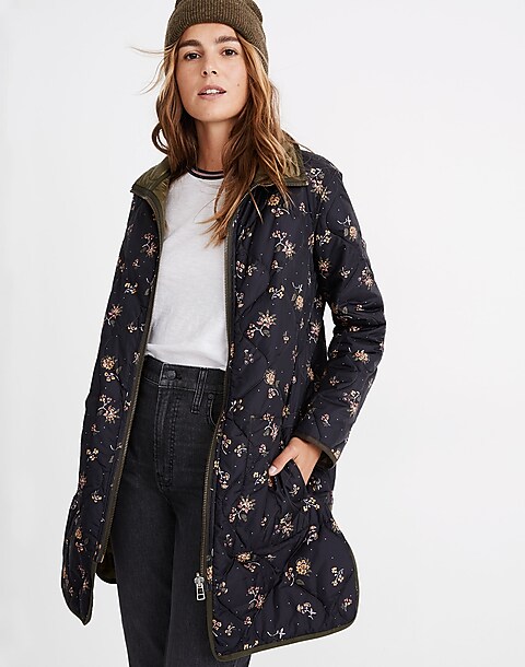 Reversible Quilted Liner Jacket in Forest Floral