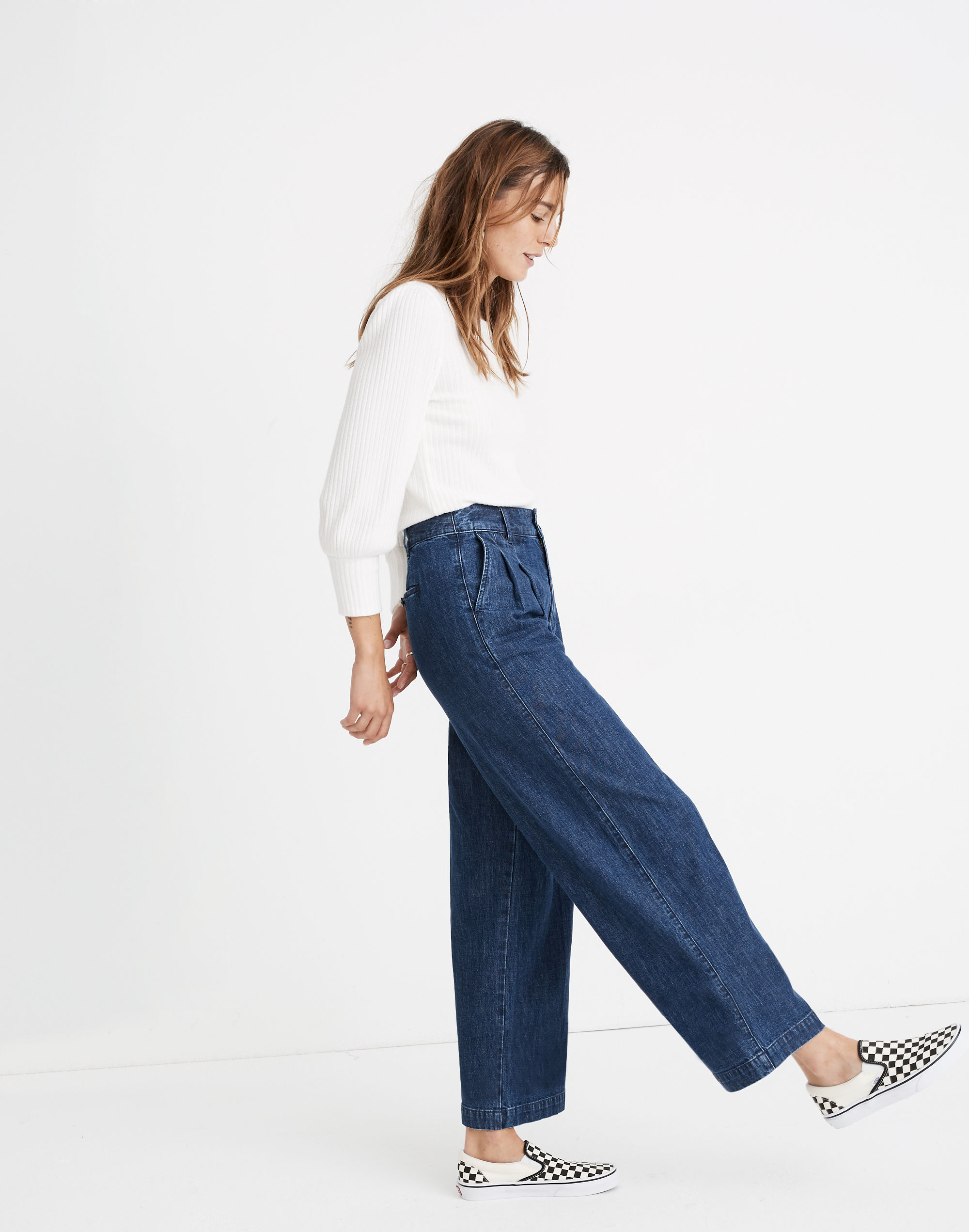 Pleated Wide-Leg Jeans in Seabrook Wash | Madewell