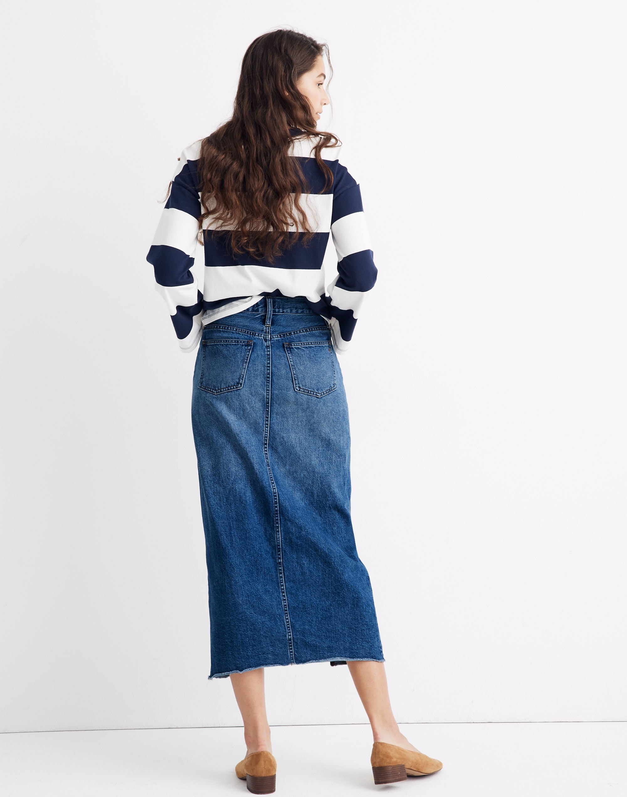 Rigid Denim Cutout Maxi Skirt in Harrogate Wash | Madewell