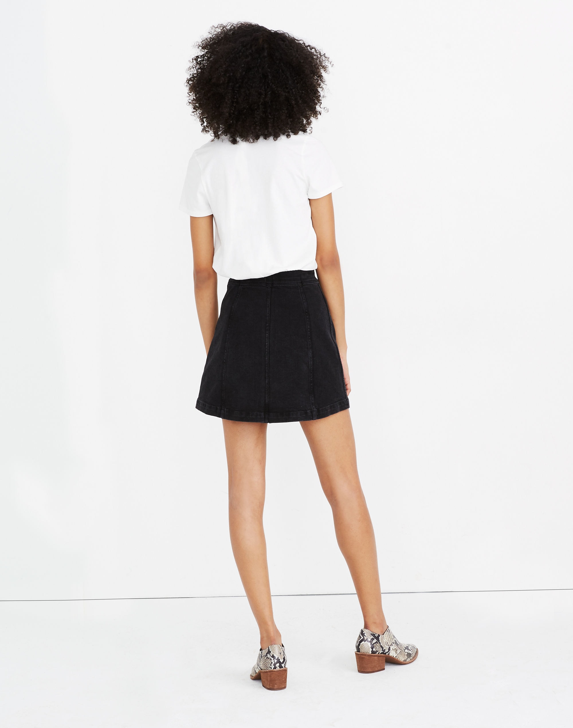 Stretch Denim A-Line Mini Skirt in Black Frost: Patch Pocket Edition | Madewell