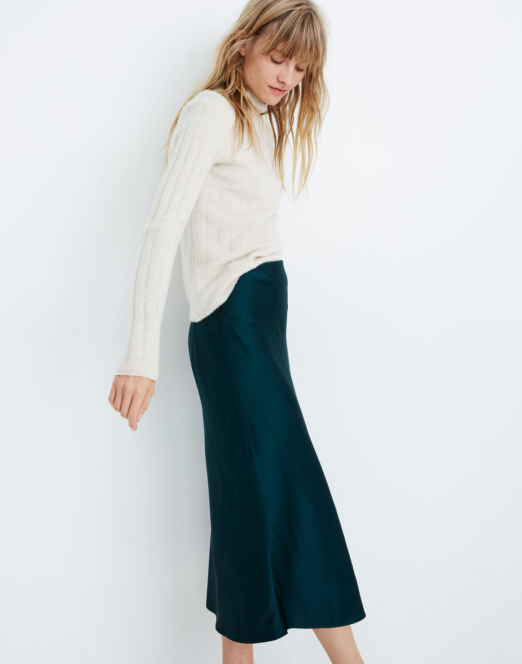 Satin Midi Slip Skirt | Madewell