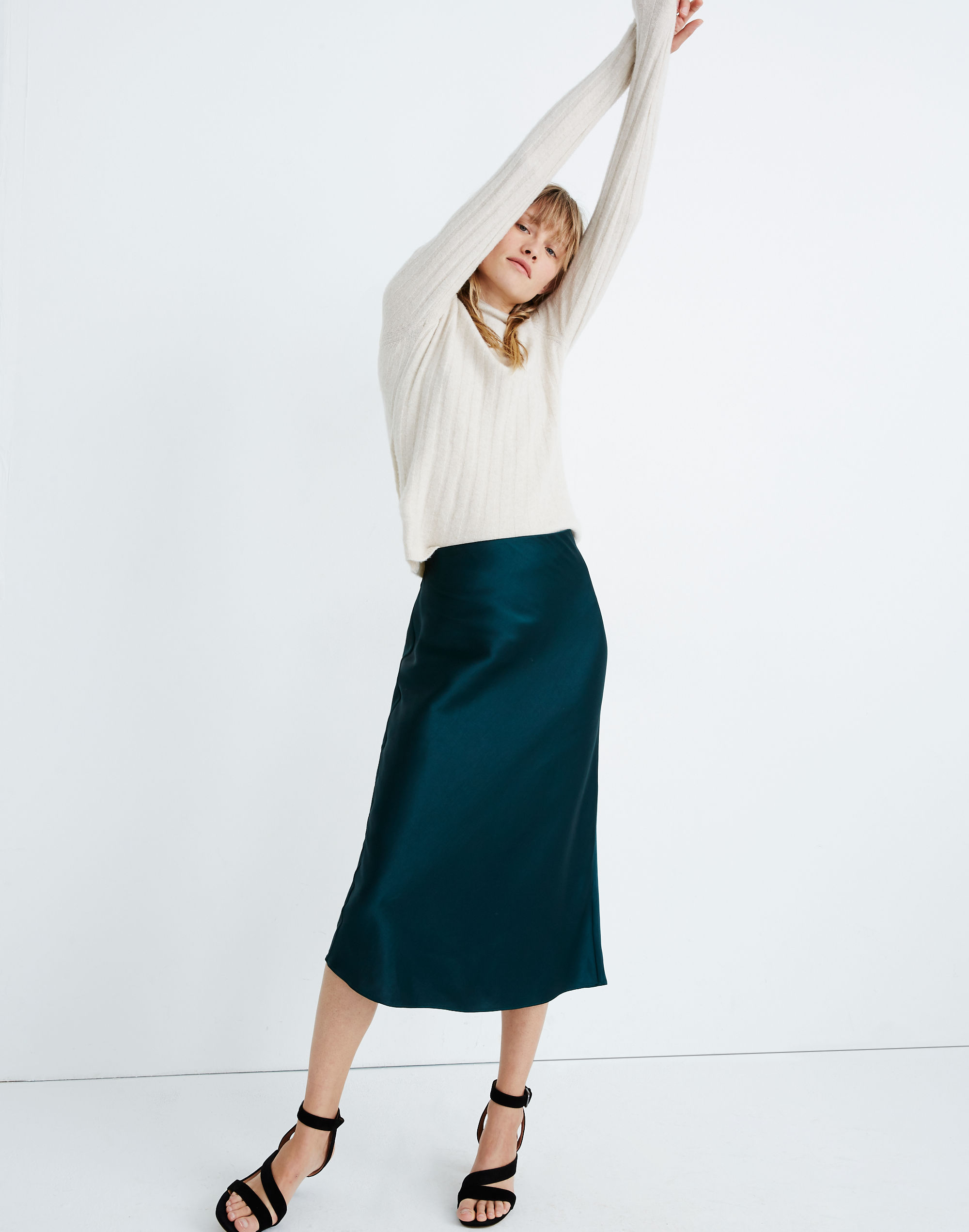 Satin Midi Slip Skirt | Madewell