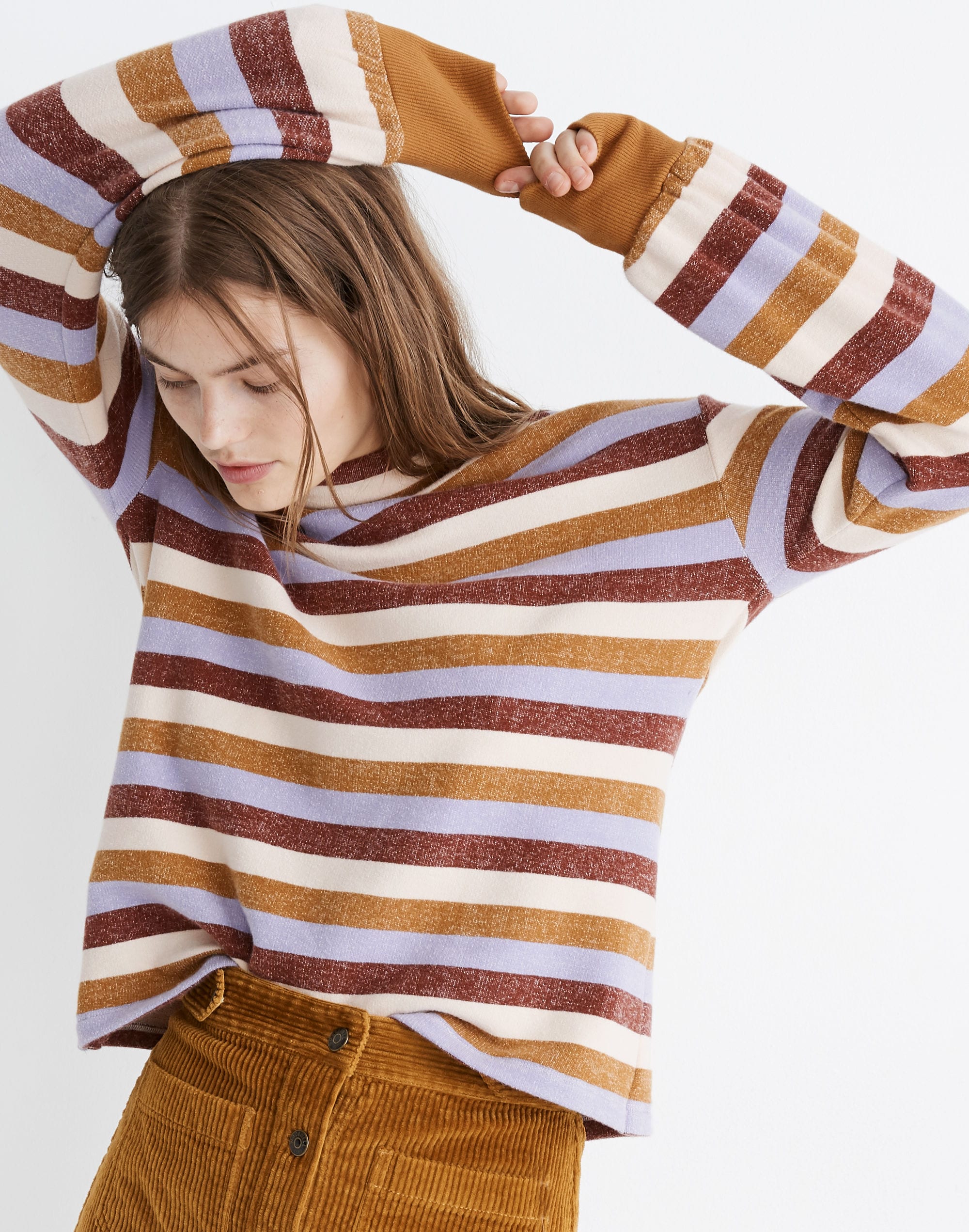 Mockneck Bubble-Sleeve Sweatshirt Stripe | Madewell