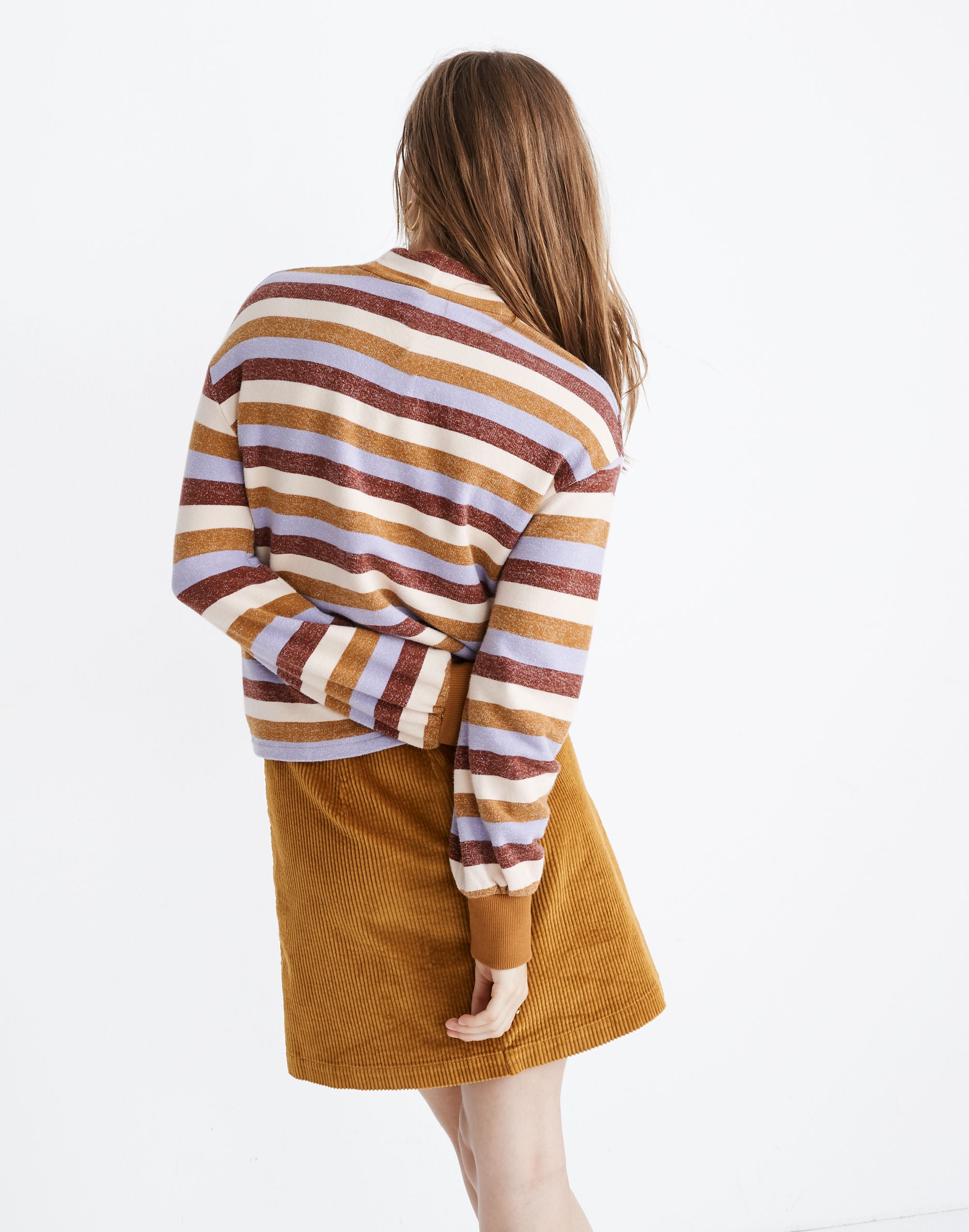 Mockneck Bubble-Sleeve Sweatshirt Stripe | Madewell