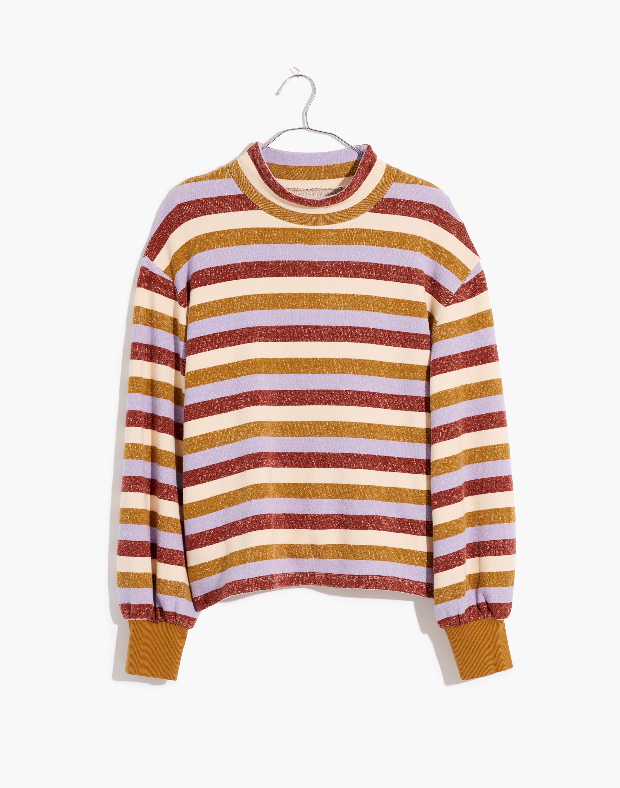 Mockneck Bubble-Sleeve Sweatshirt Stripe | Madewell