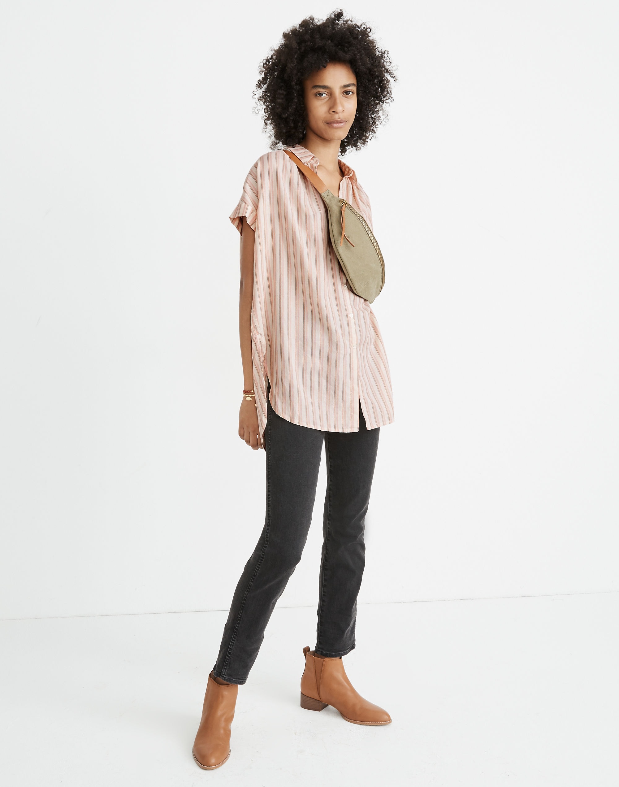 Central Tunic Shirt in Lavender Stripe