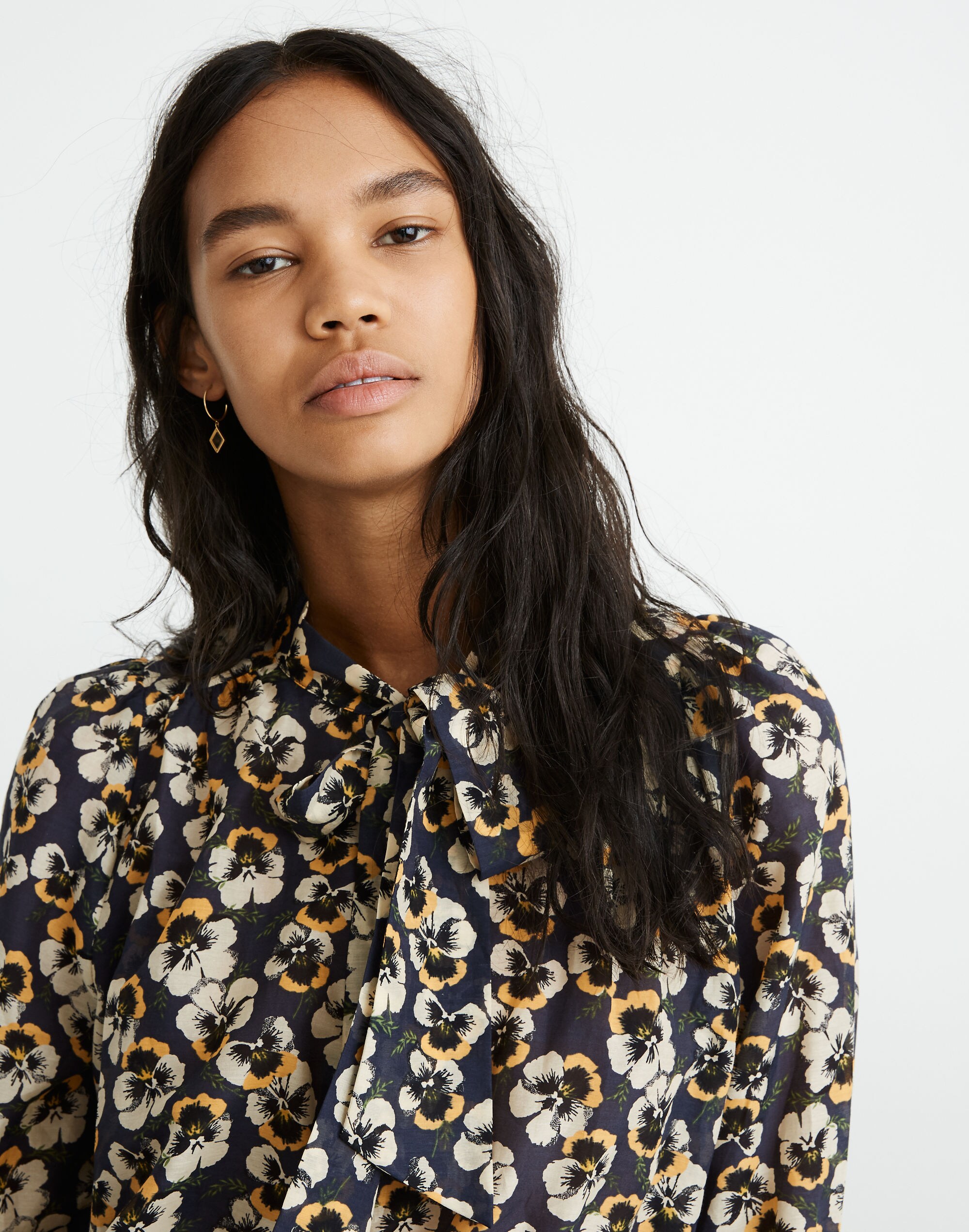 Tie-Neck Top in Viola Floral | Madewell