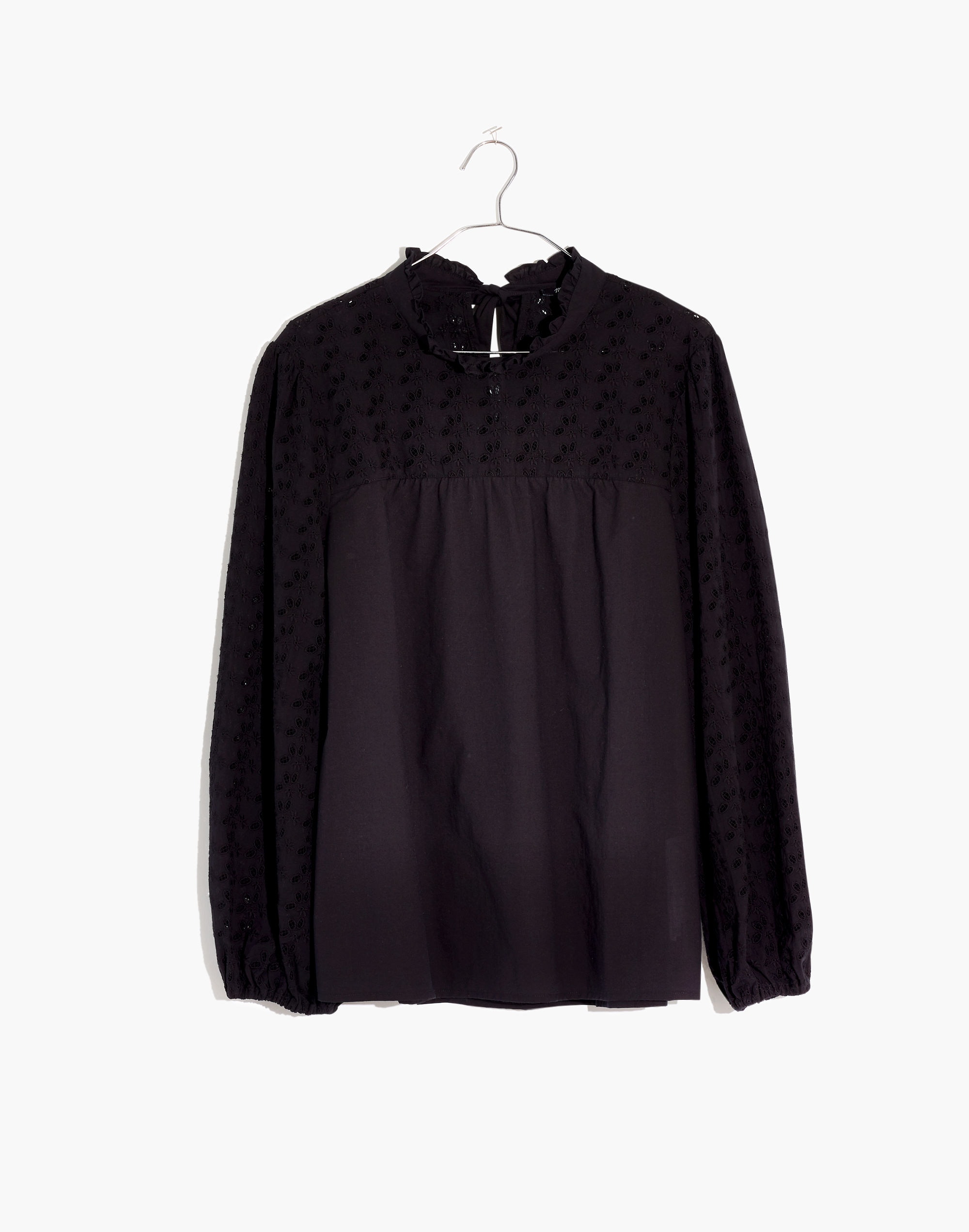 Pieced Eyelet Mockneck Ruffle Top | Madewell