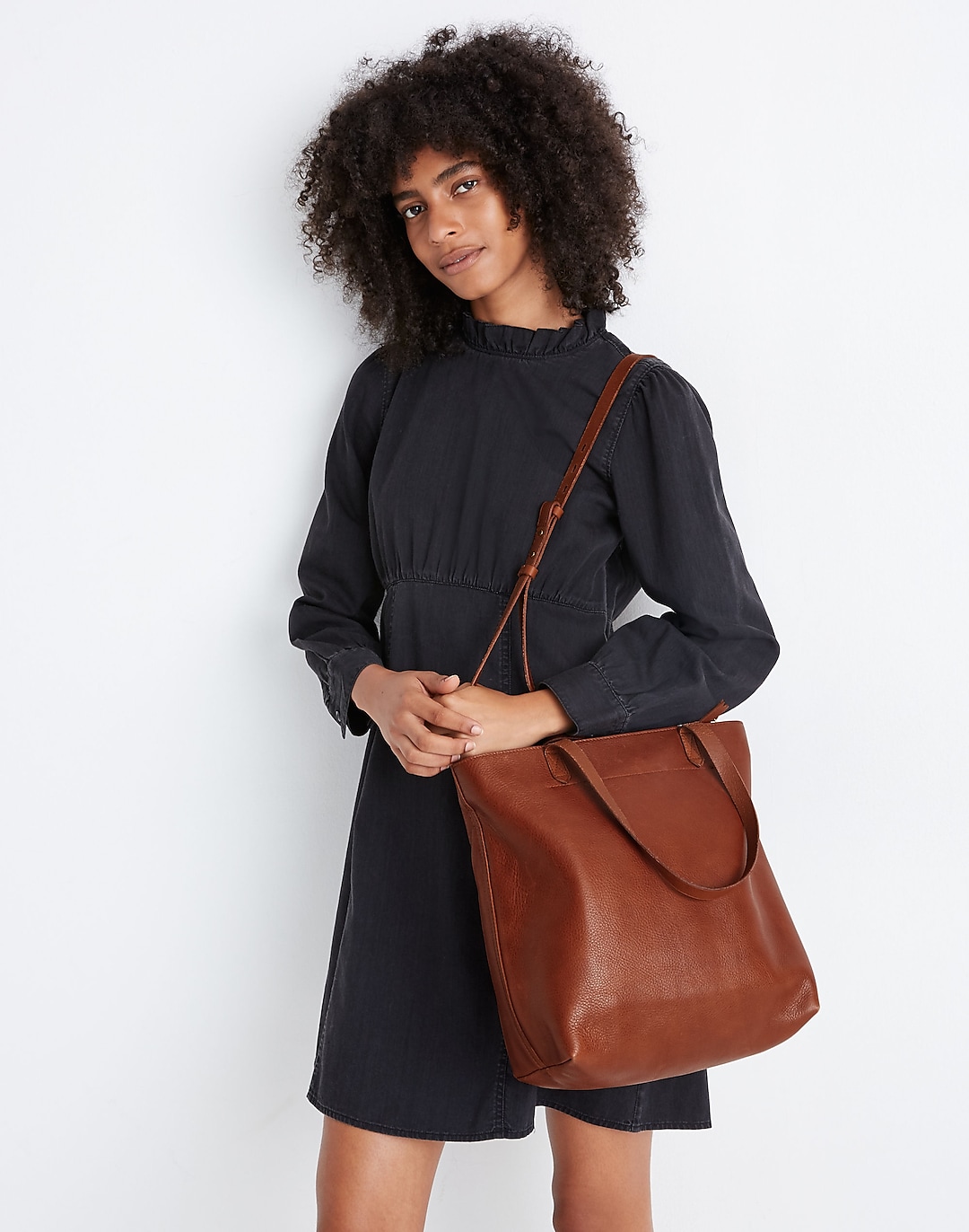 Madewell The Foldover Transport Tote In True Black