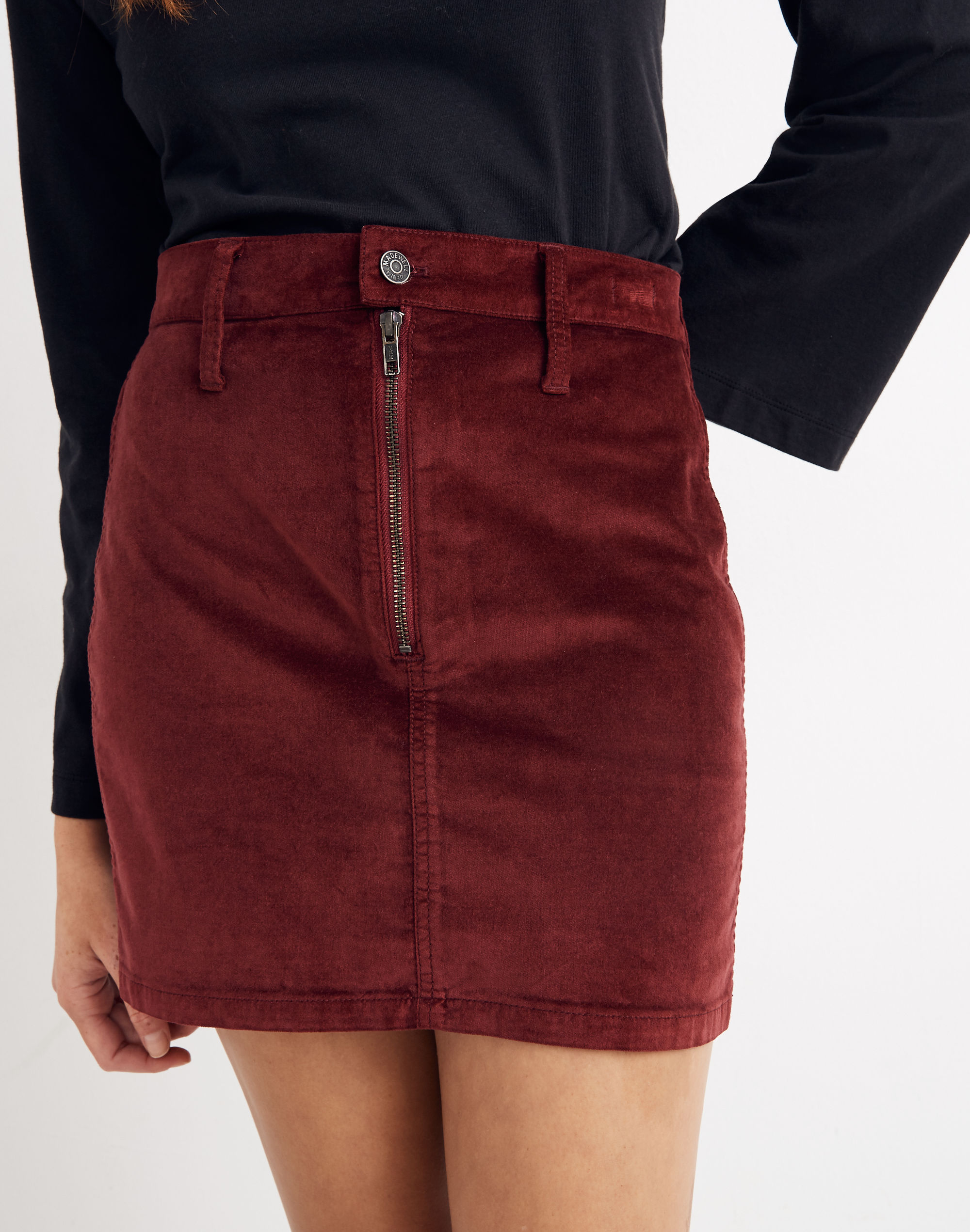 Stretch Velveteen Straight Zip Mini Skirt | Madewell