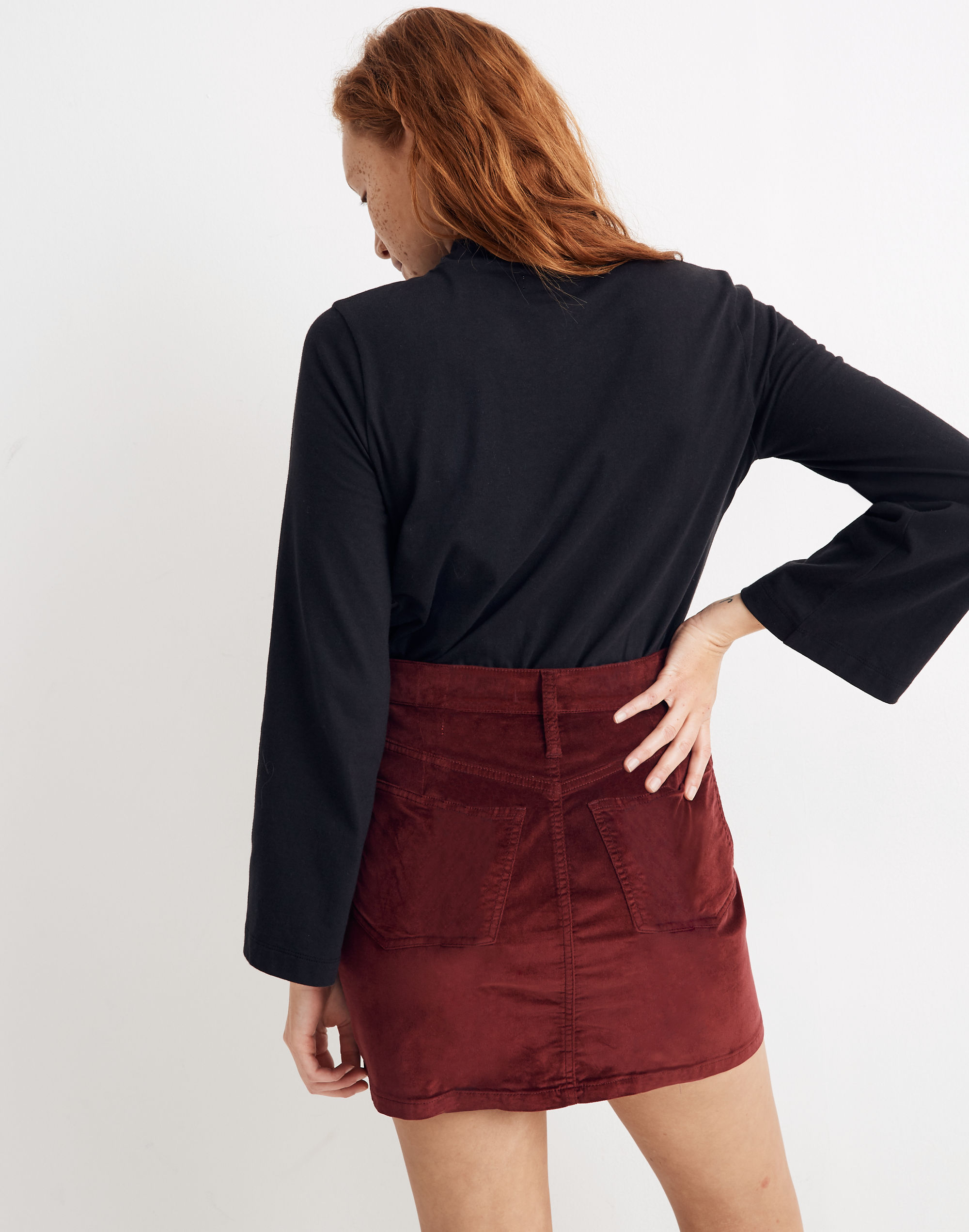 Stretch Velveteen Straight Zip Mini Skirt | Madewell