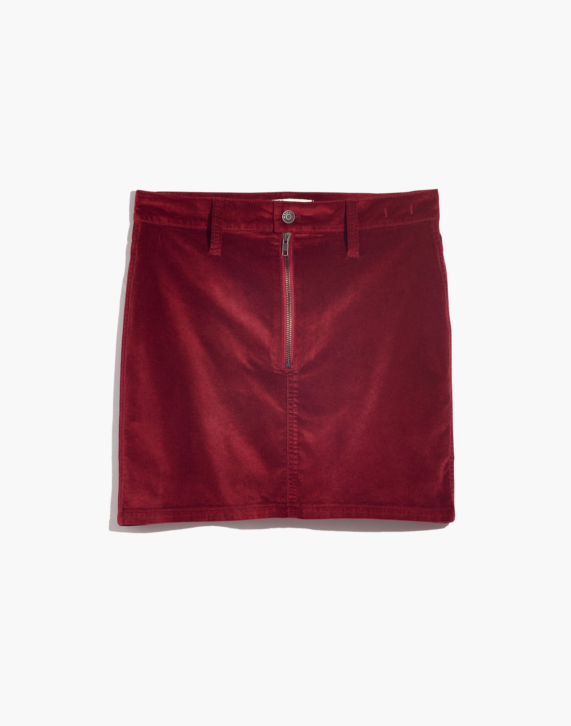 Stretch Velveteen Straight Zip Mini Skirt | Madewell