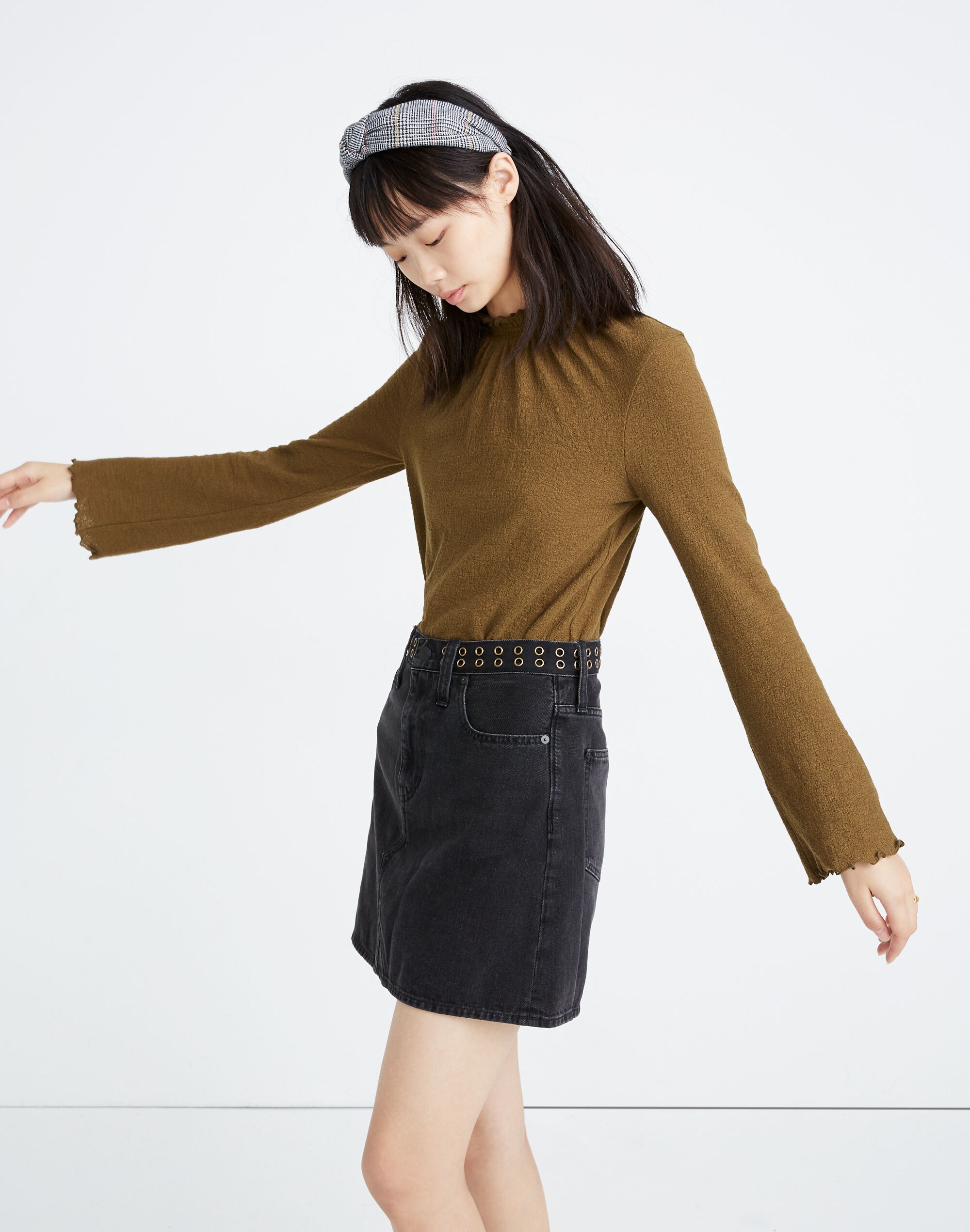 Rigid Denim A-Line Mini Skirt: Grommet Edition | Madewell