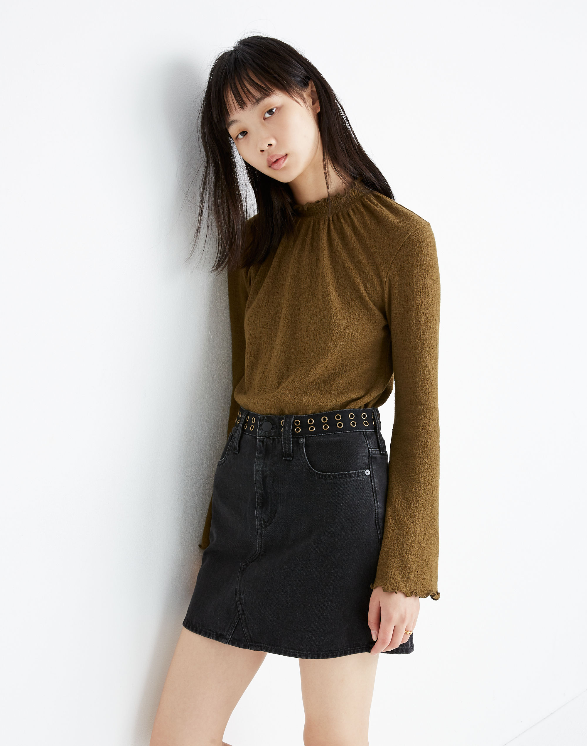 Rigid Denim A-Line Mini Skirt: Grommet Edition | Madewell