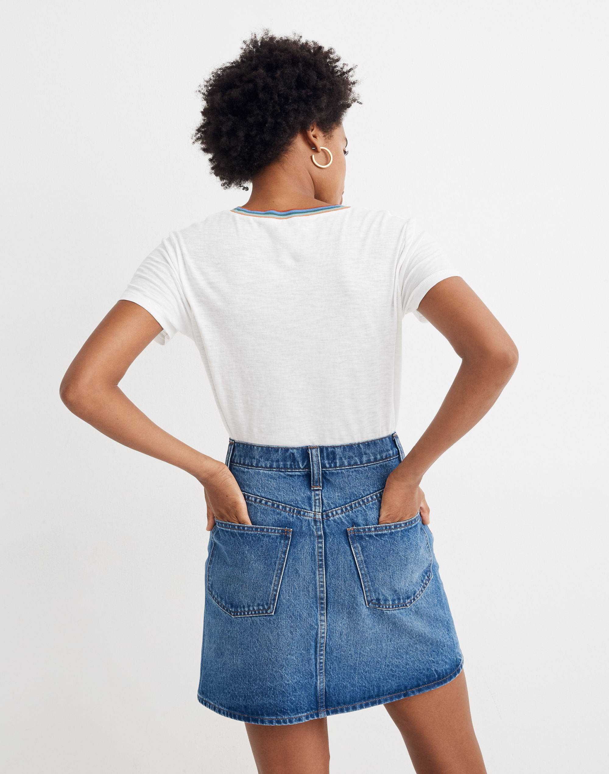 Stretch Denim A-Line Snap Mini Skirt | Madewell