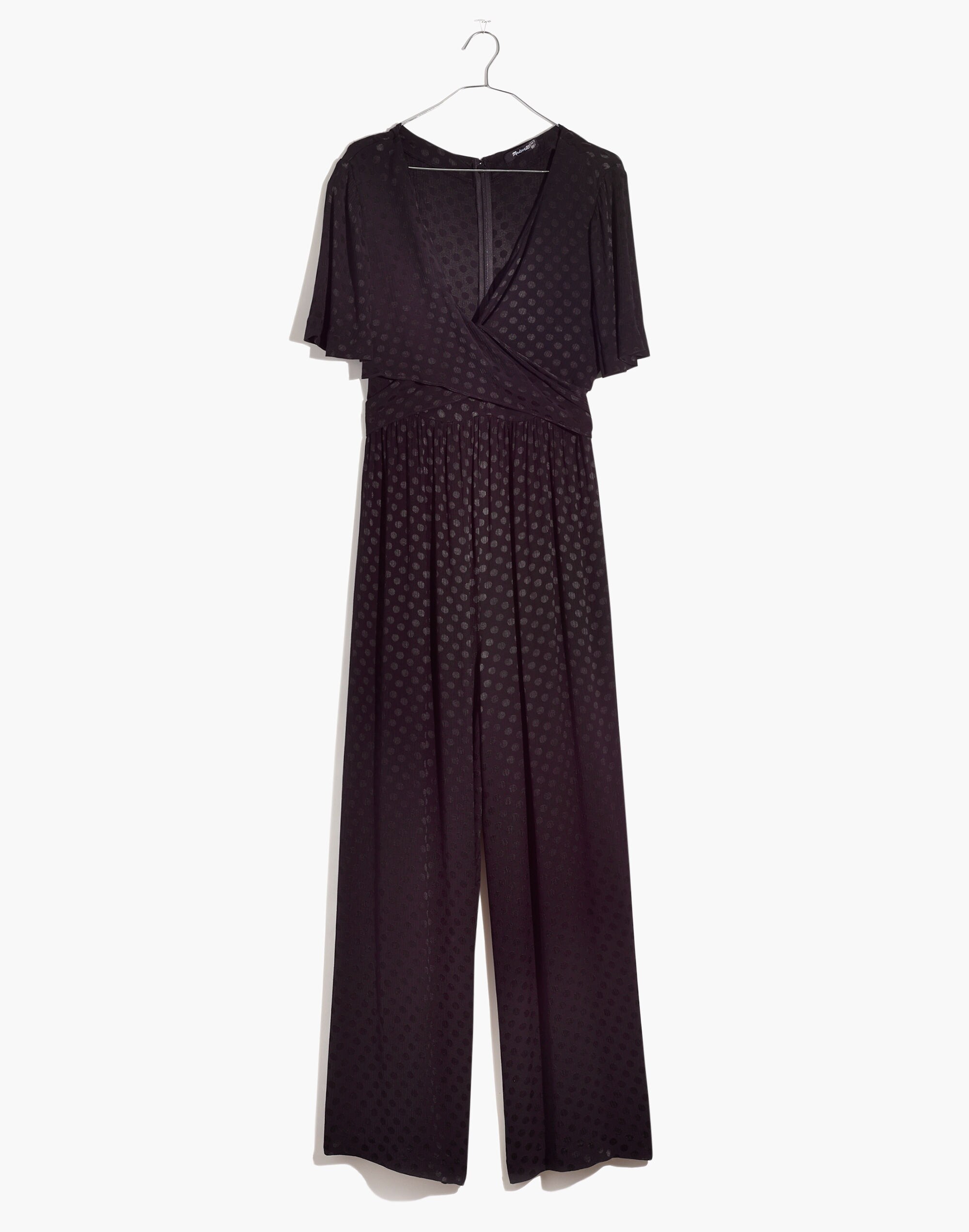 Wrap-Waist Jumpsuit in Dot Jacquard