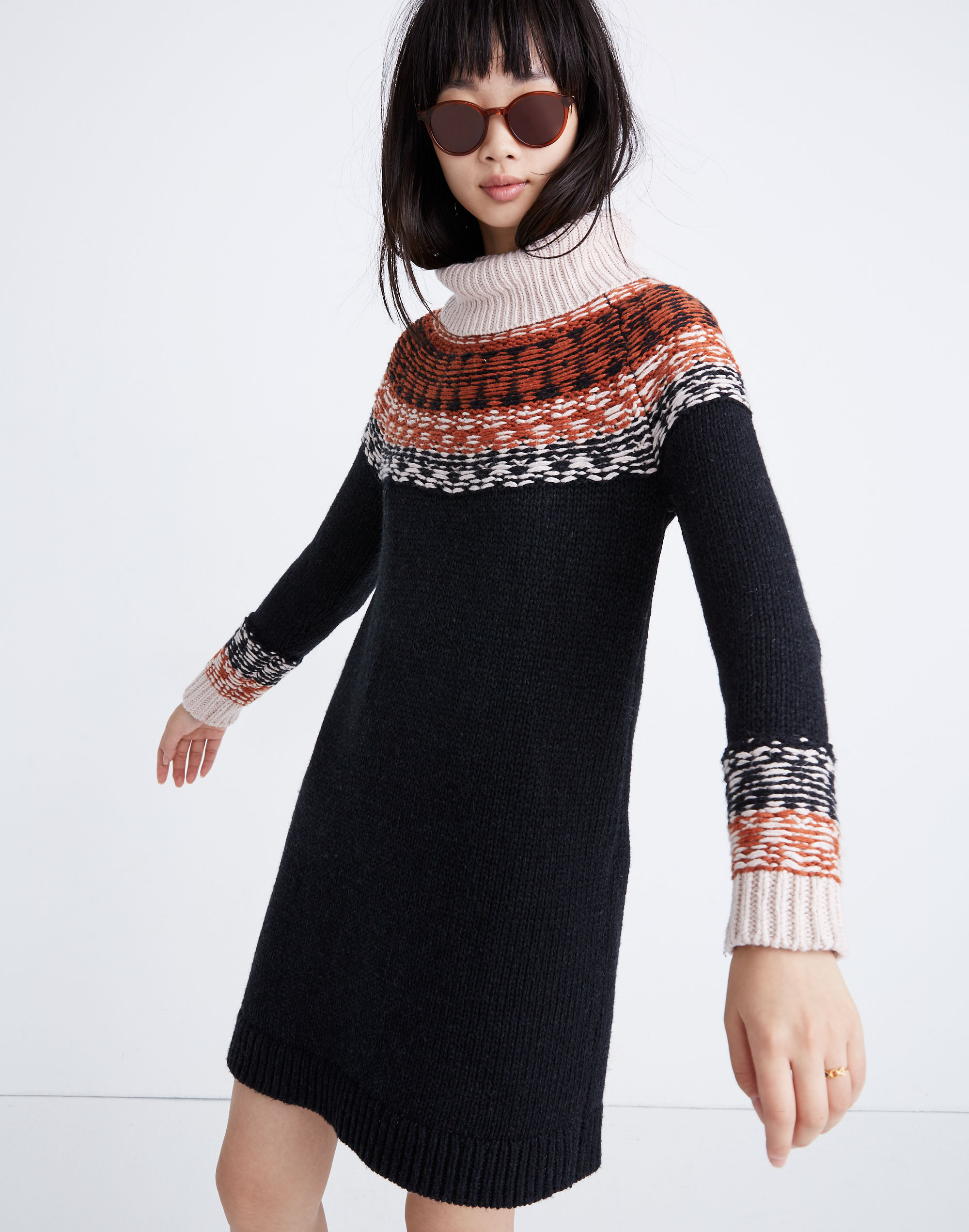 Fair isle sweater dress hot sale women