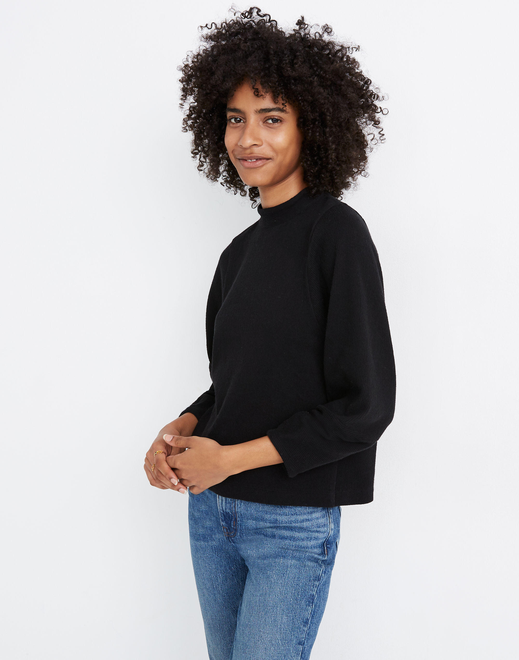 Texture & Thread Button-Back Mockneck Top | Madewell