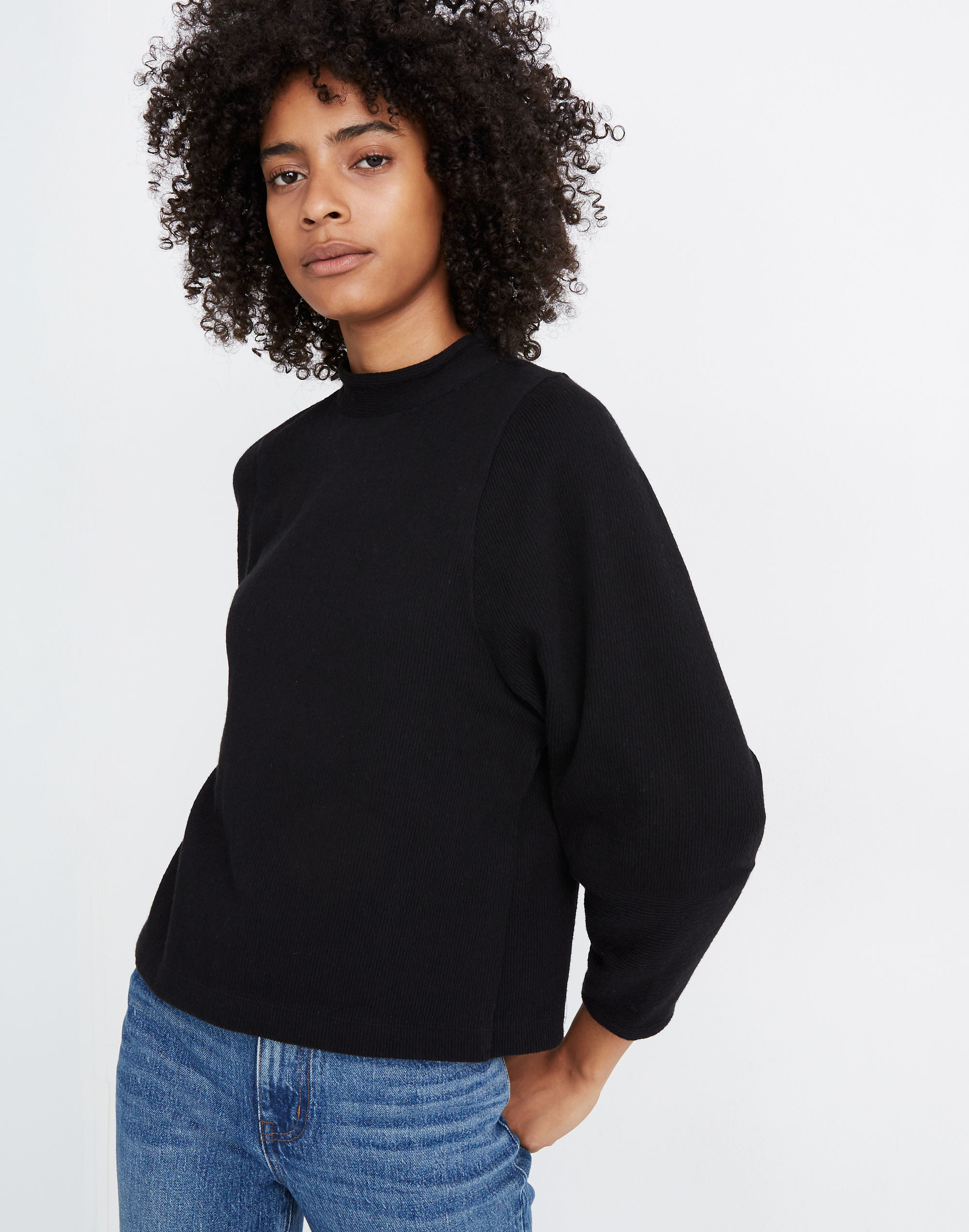 Texture & Thread Button-Back Mockneck Top | Madewell