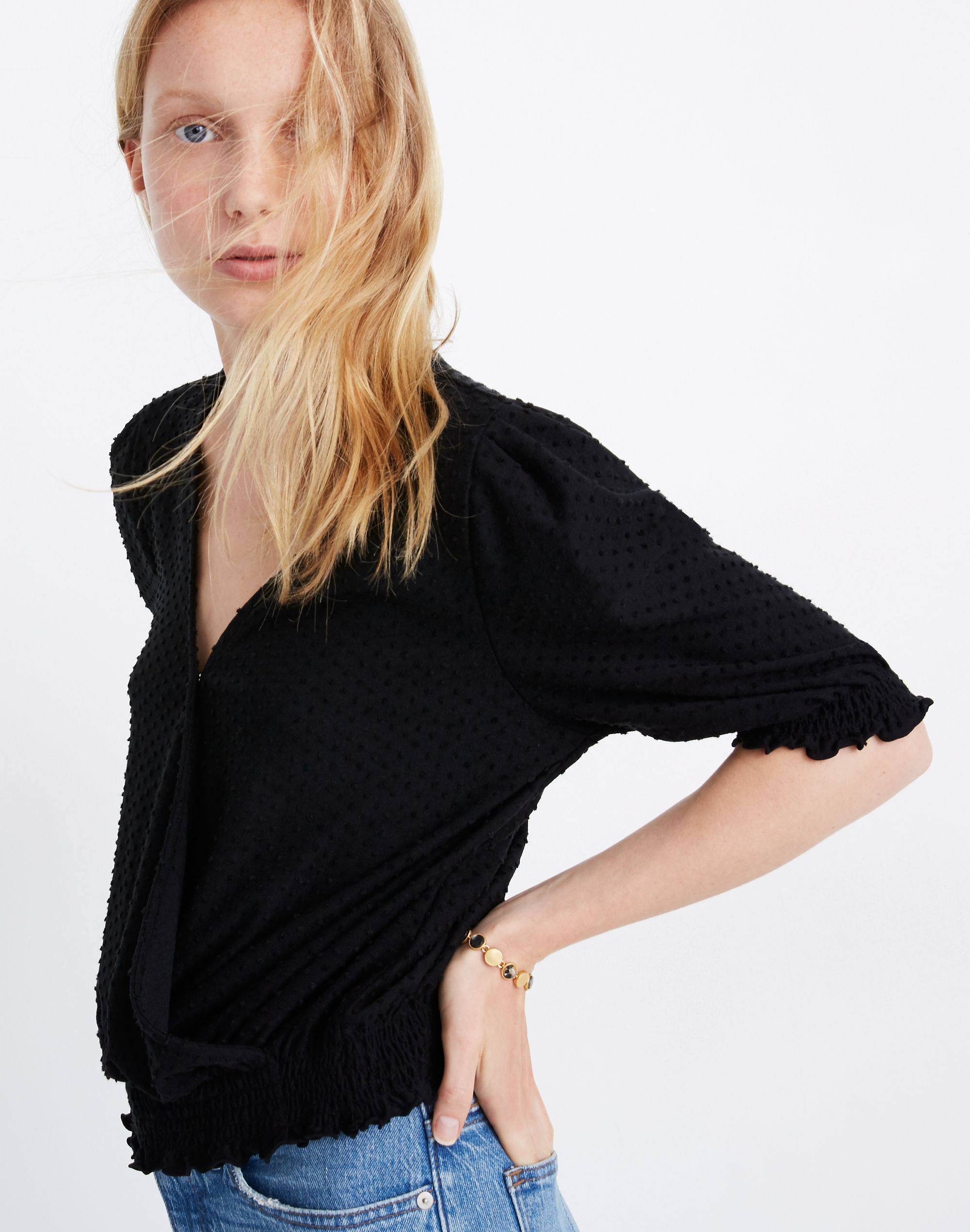 Texture & Thread Clipdot Smocked Crossover Top | Madewell