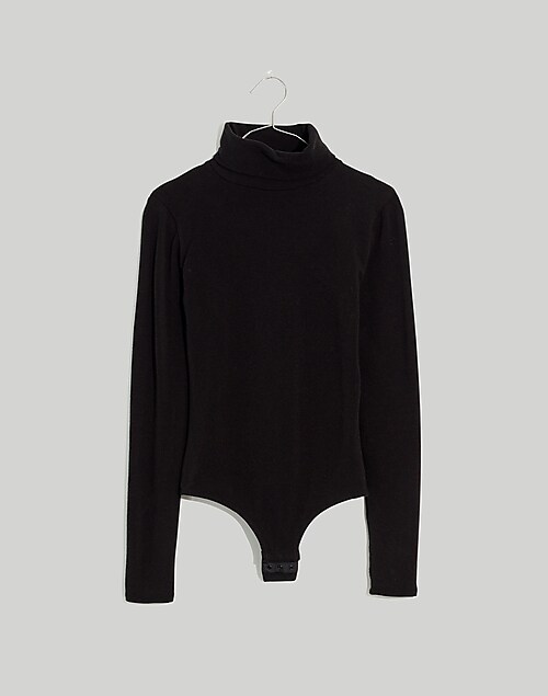 Meet Up Ribbed Sweater Bodysuit, Black