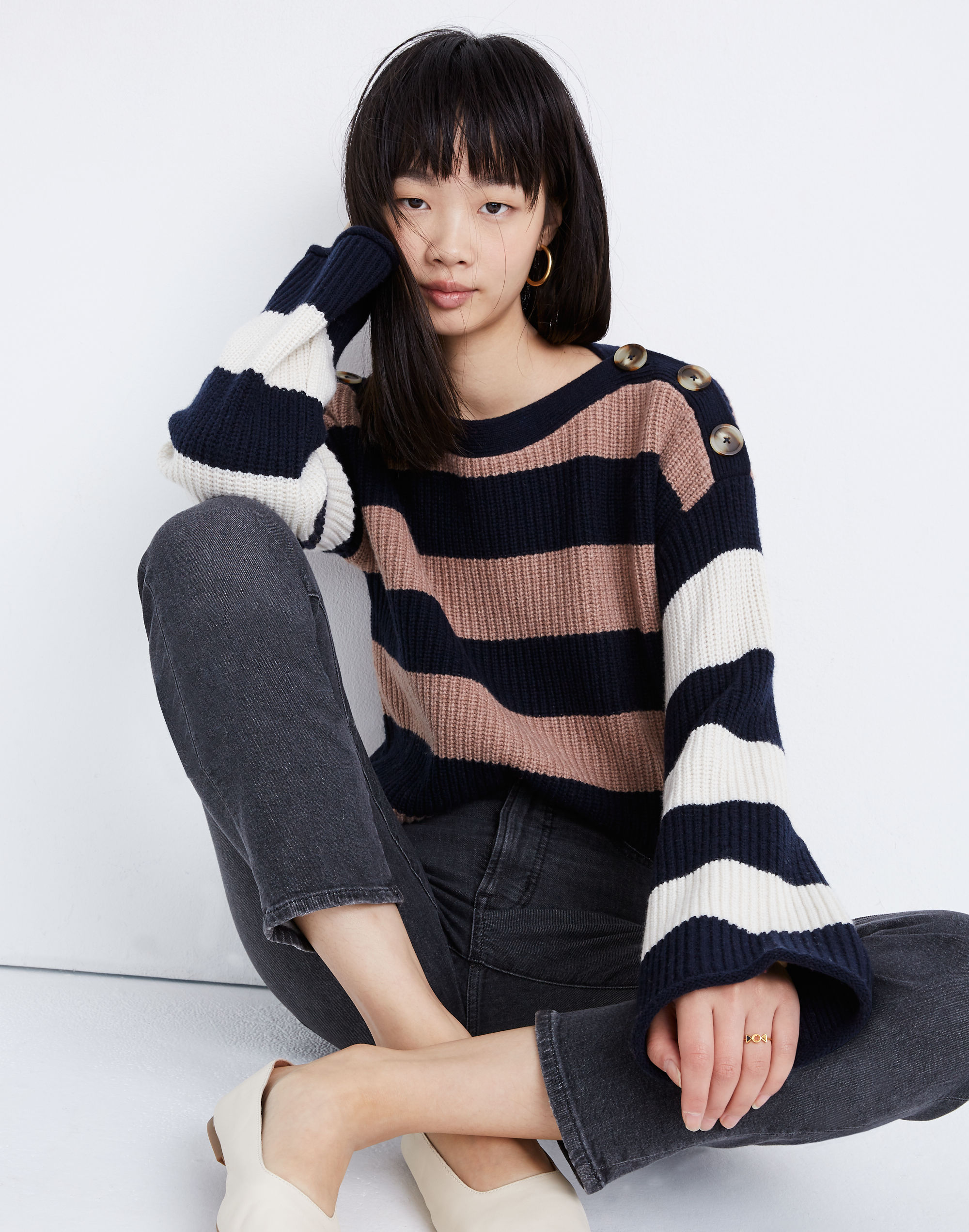 Calloway Boatneck Pullover Sweater in Stripe Mix | Madewell