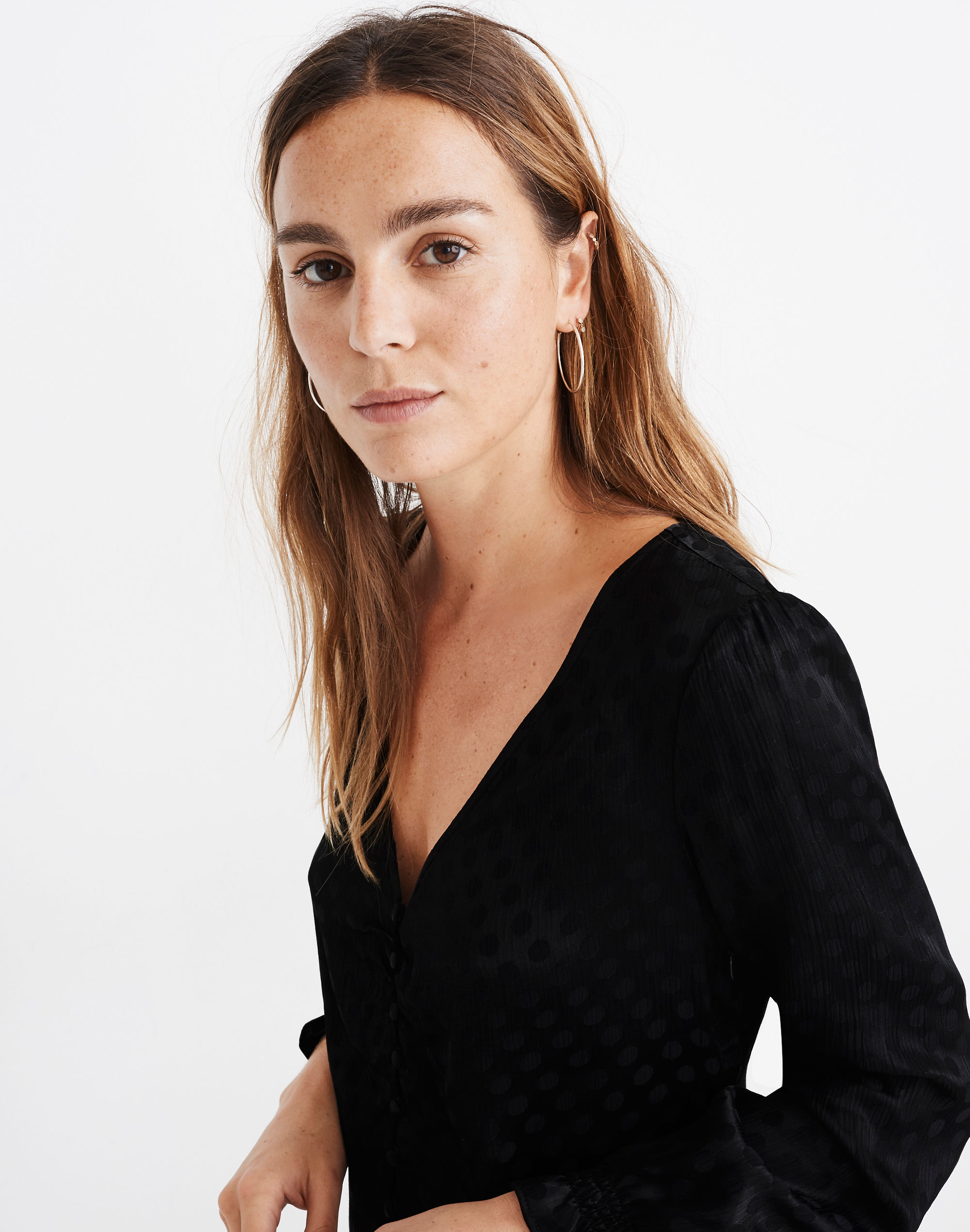 Smocked-Sleeve Daylight Top in Woven Dot | Madewell