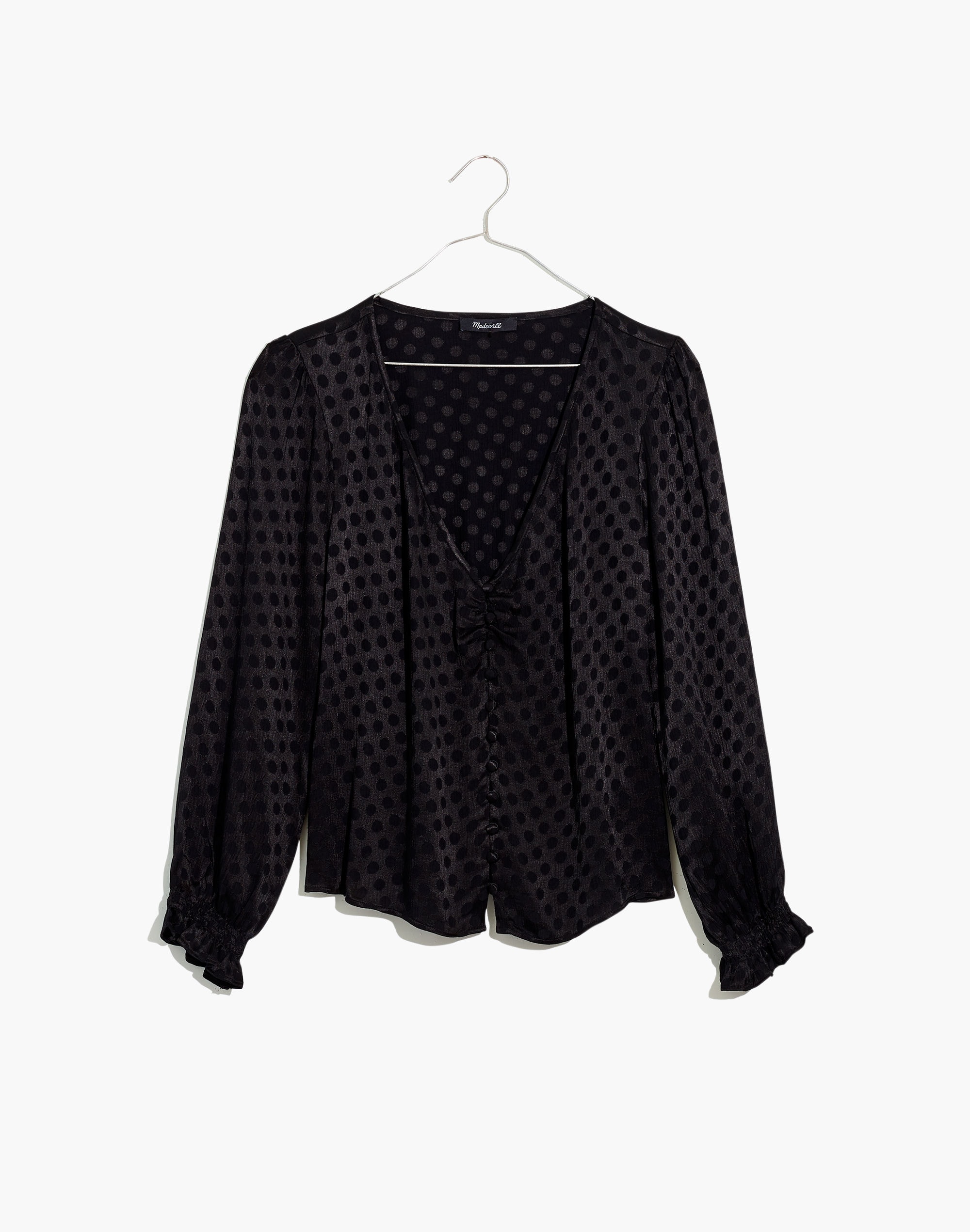 Smocked-Sleeve Daylight Top in Woven Dot | Madewell