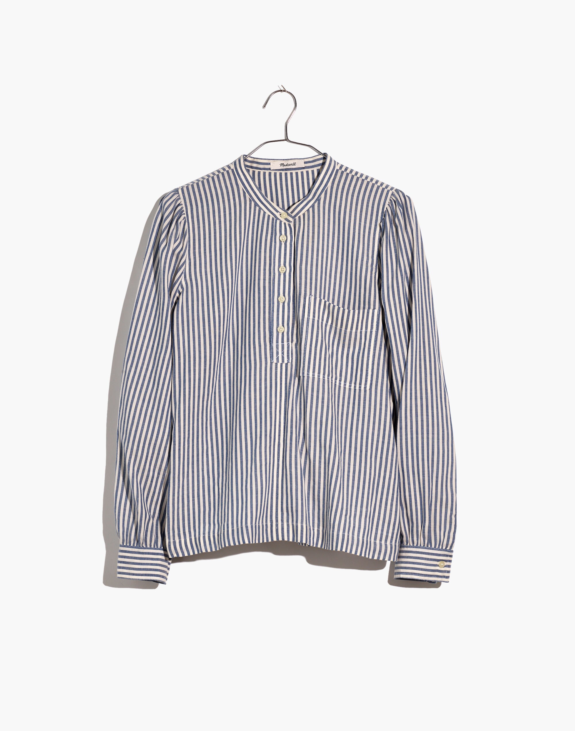 Puff-Sleeve Popover Shirt in Railroad Stripe | Madewell