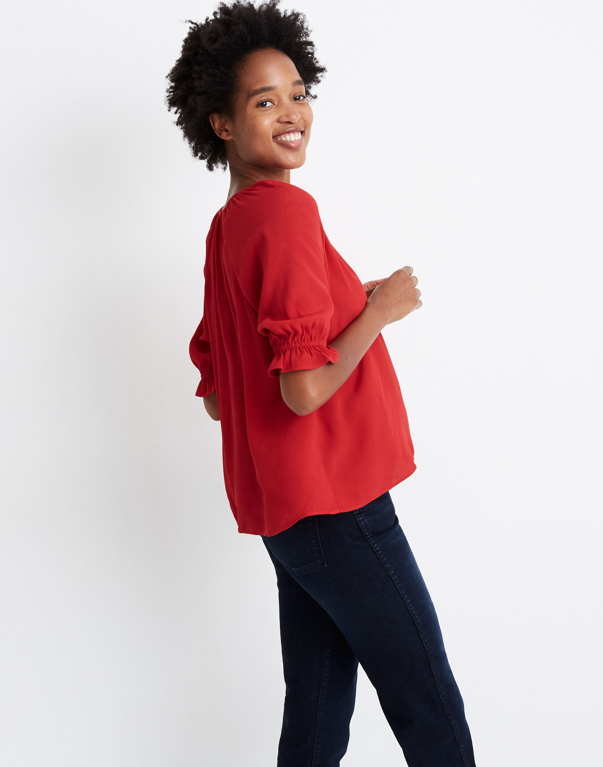 Notched Ruffle-Cuff Top | Madewell