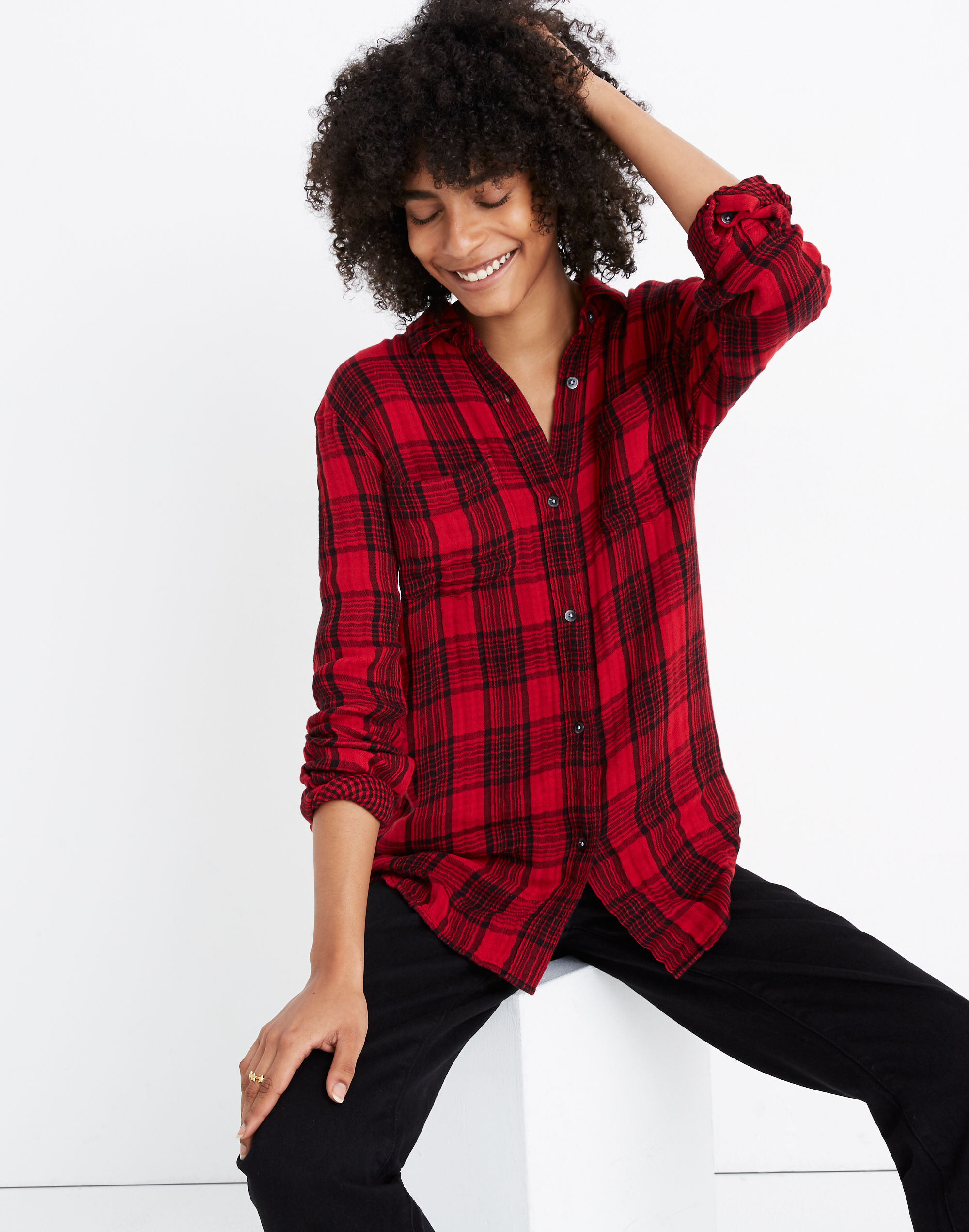 madewell red plaid shirt