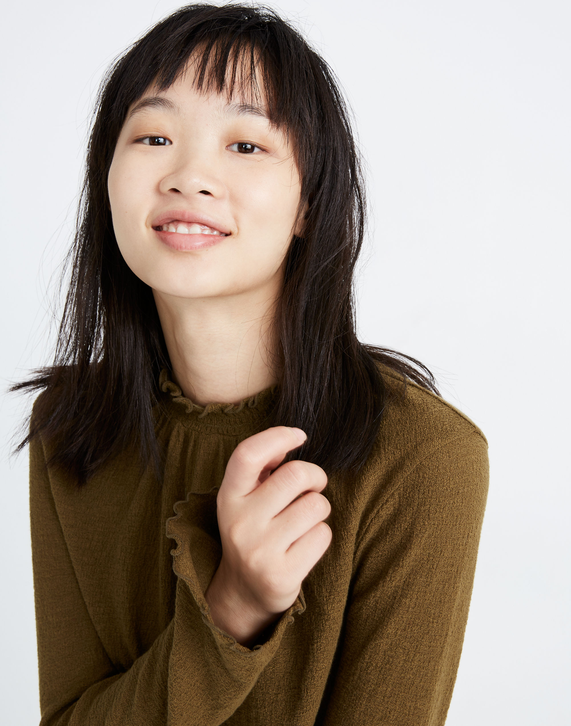 Texture & Thread Ruffled Mockneck Top | Madewell