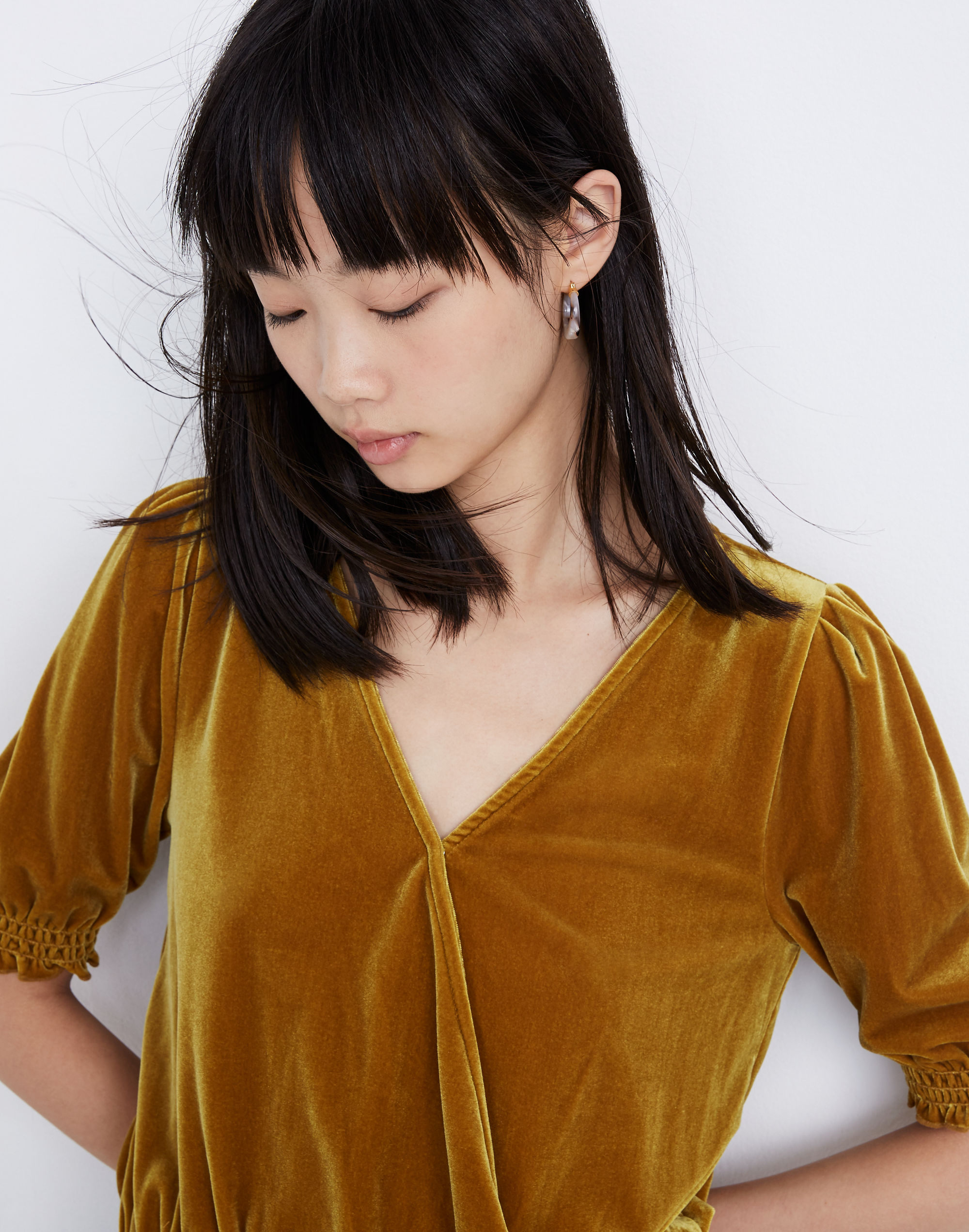 Velvet Smocked Crossover Top | Madewell