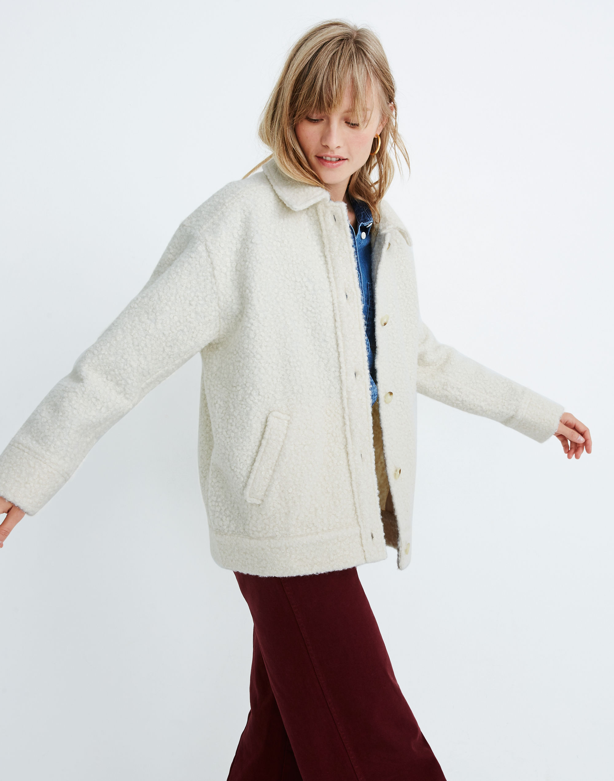 Boucle Bomber in Salt and Pepper