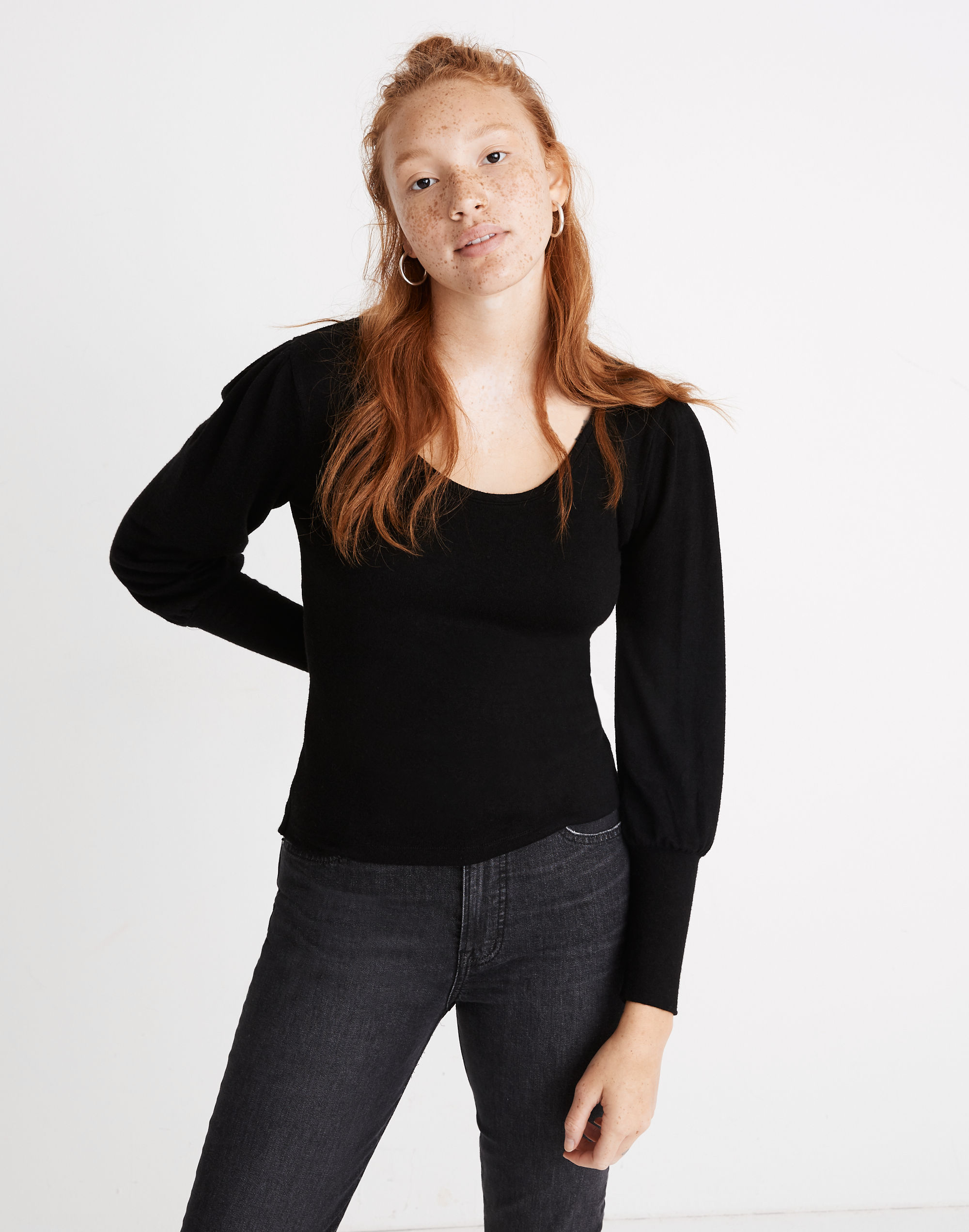 Puff-Sleeve Scoopneck Top | Madewell