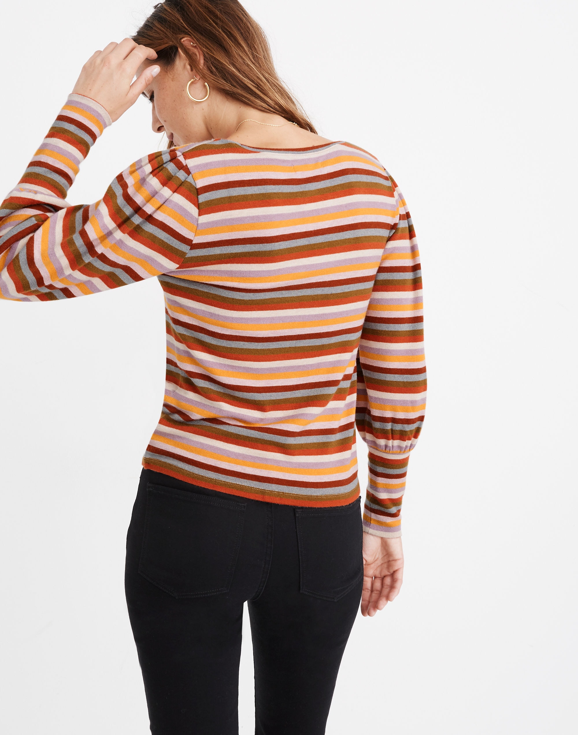 Striped Puff-Sleeve Scoopneck Top | Madewell