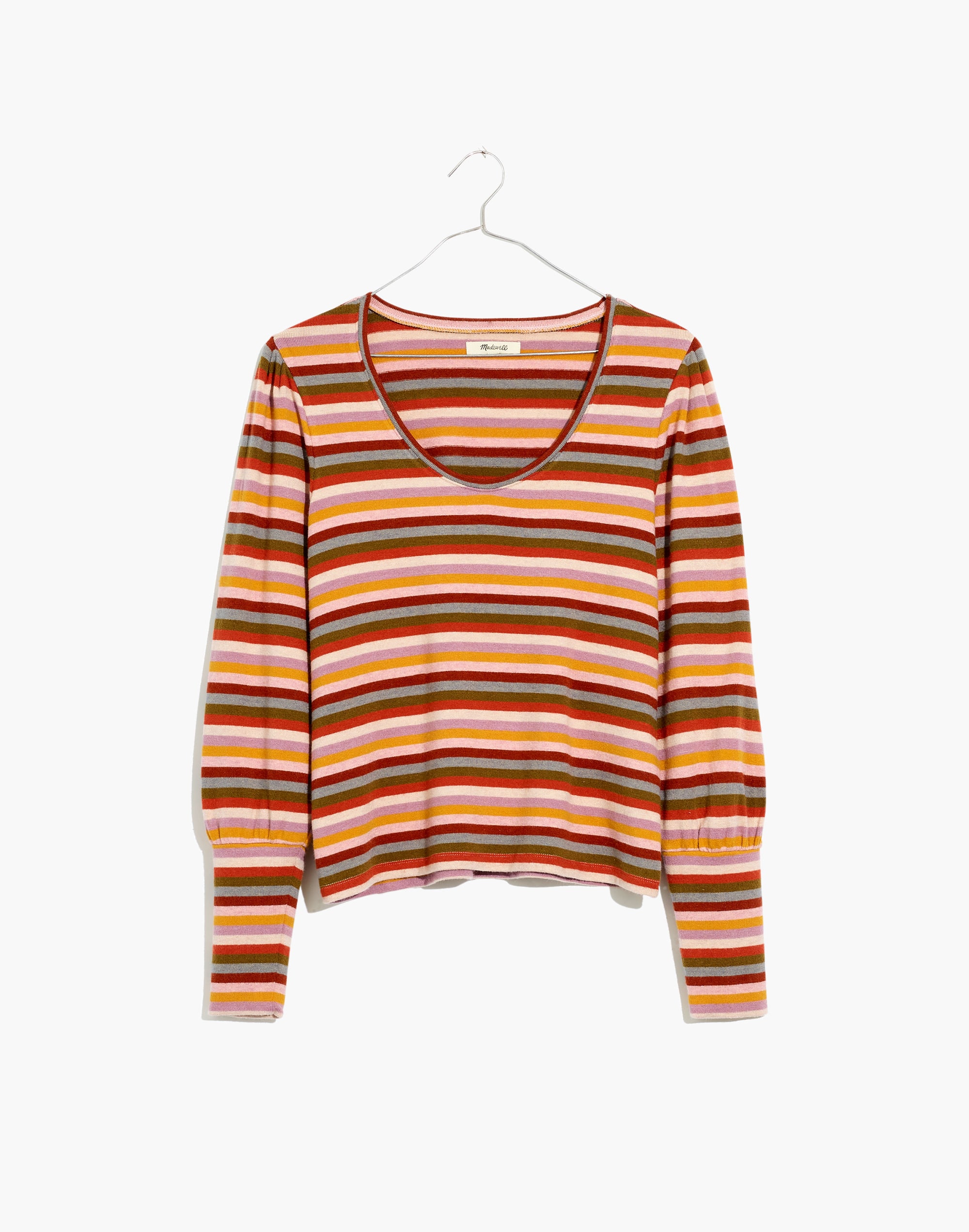 Striped Puff-Sleeve Scoopneck Top | Madewell