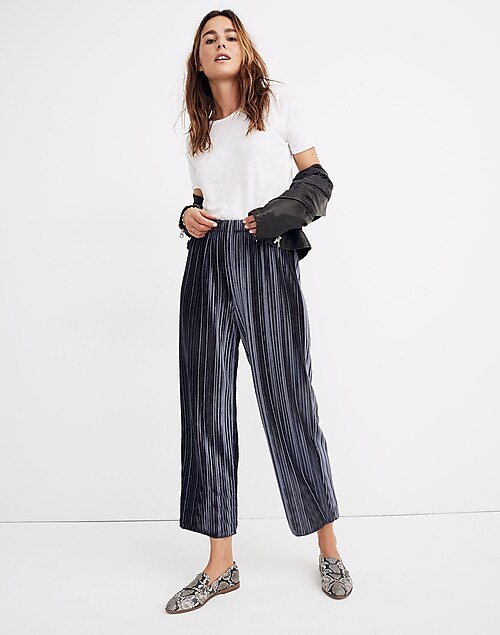 Topshop Tall stretchy velvet cord flare pants in black
