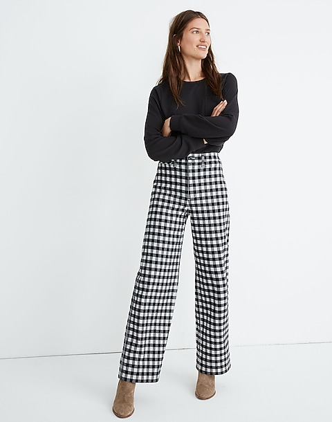 Women's Slim Emmett Wide-Leg Pants in Gingham Check | Madewell