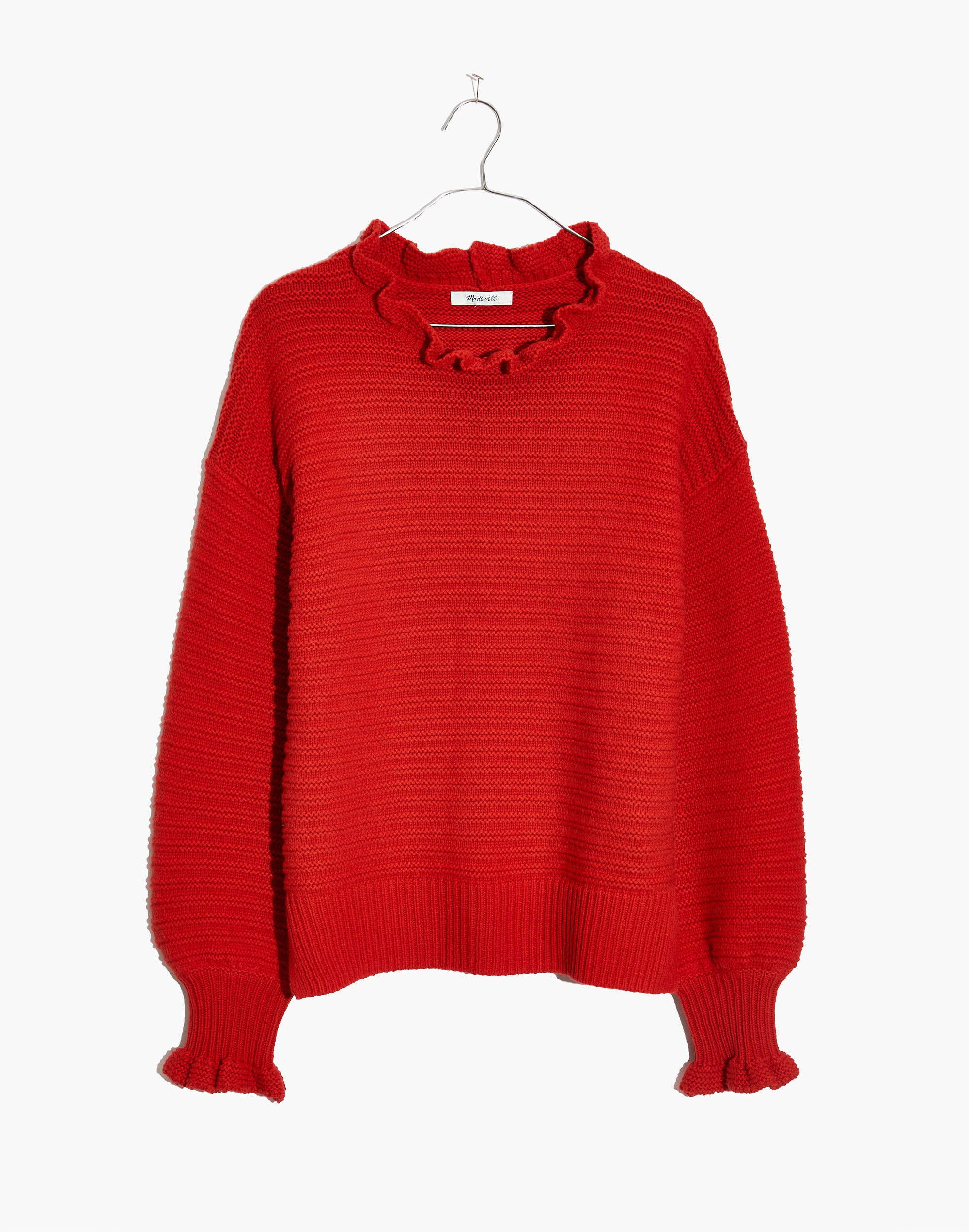 Ruffle-Neck Pullover Sweater Cotton-Merino Yarn | Madewell