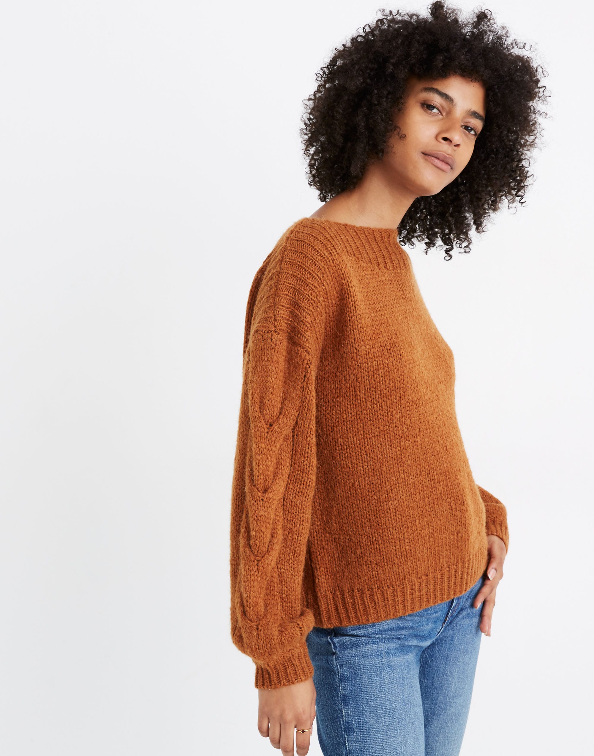 Cable-Sleeve Boatneck Sweater | Madewell