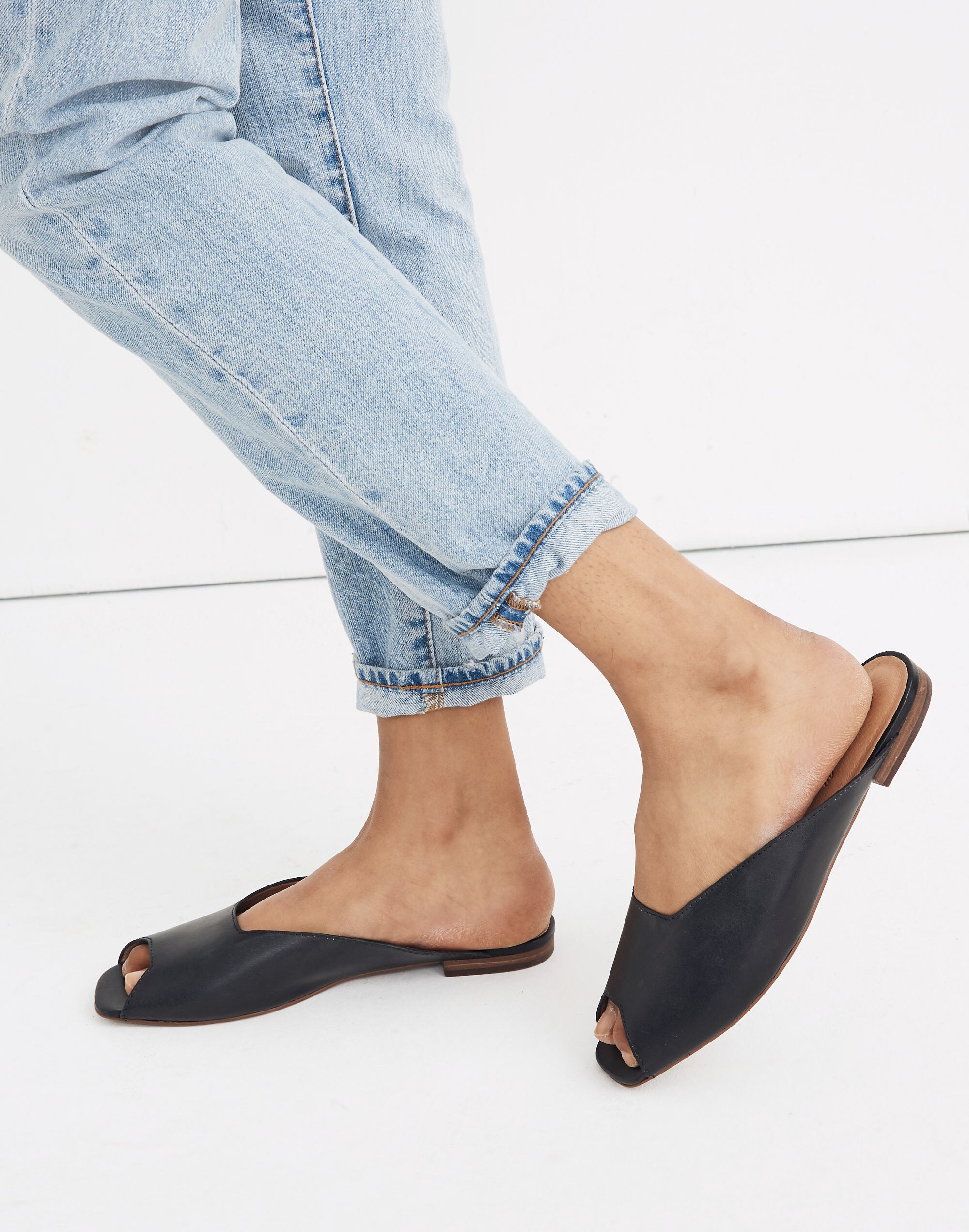 The Erica Peep-Toe Mule Leather | Madewell