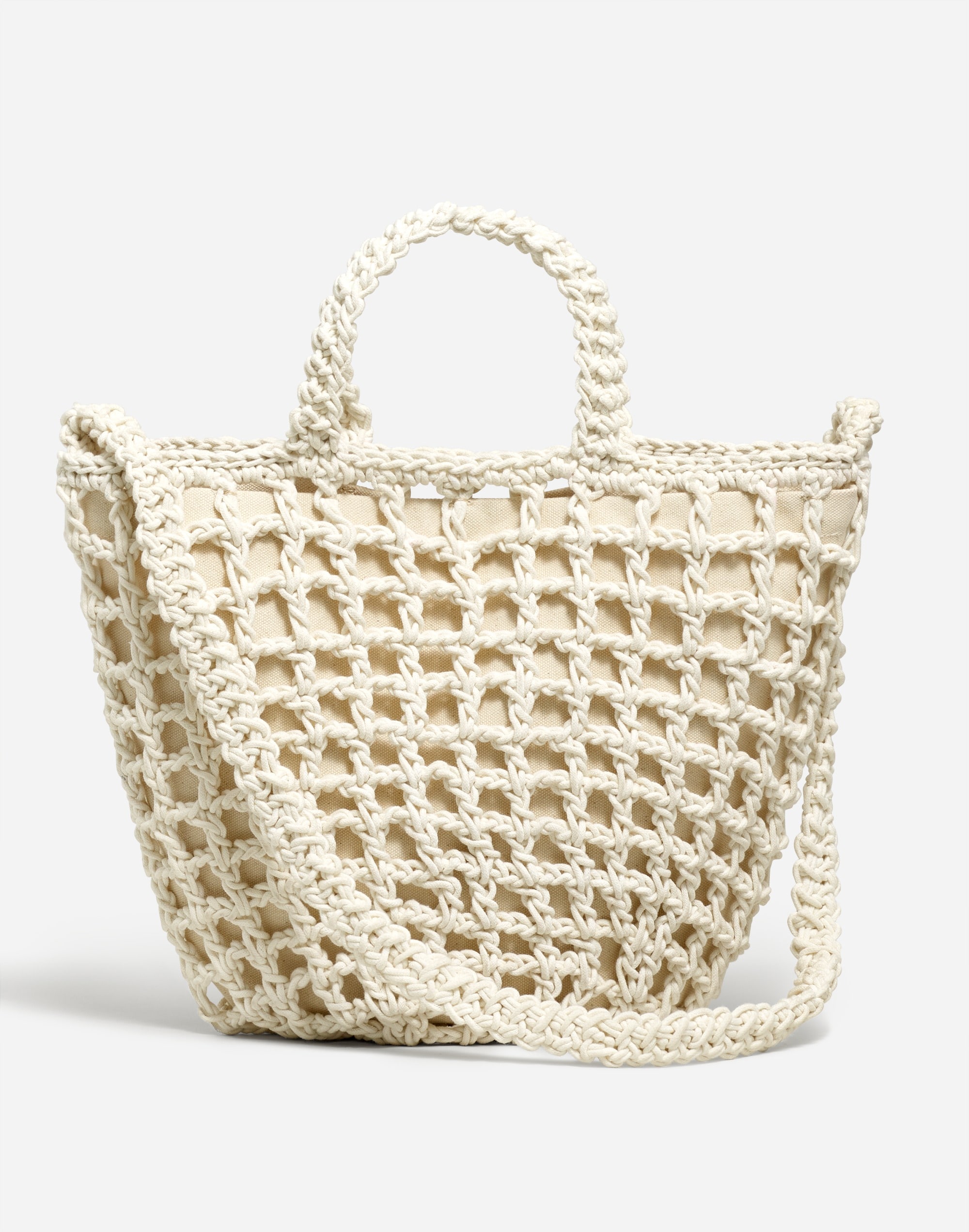 Mw The Crocheted Shoulder Bag In Antique Cream