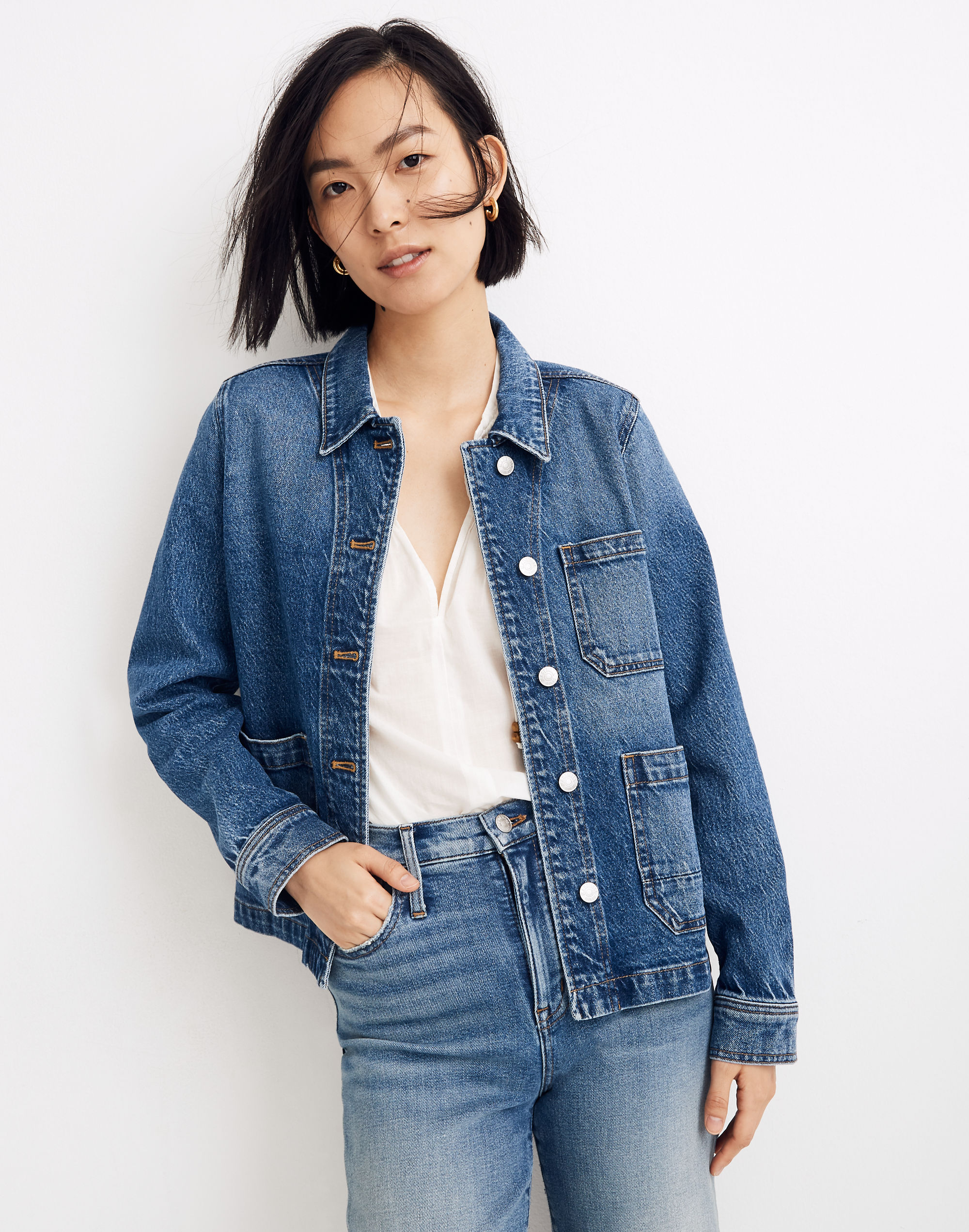 Petite Low-Slung Straight Overalls in Clifdon Wash