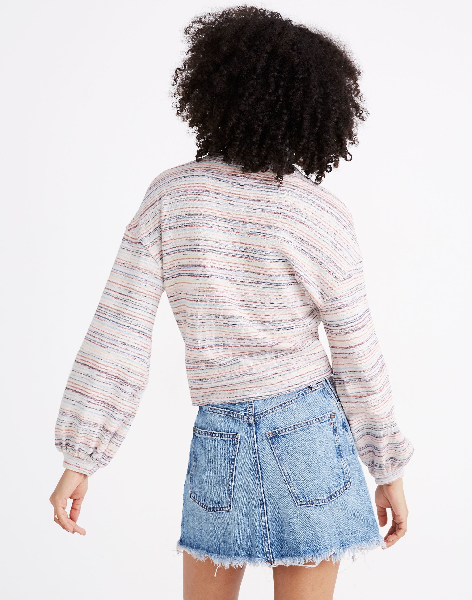 Bubble-Sleeve Crop Top in Rainbow Stripe | Madewell