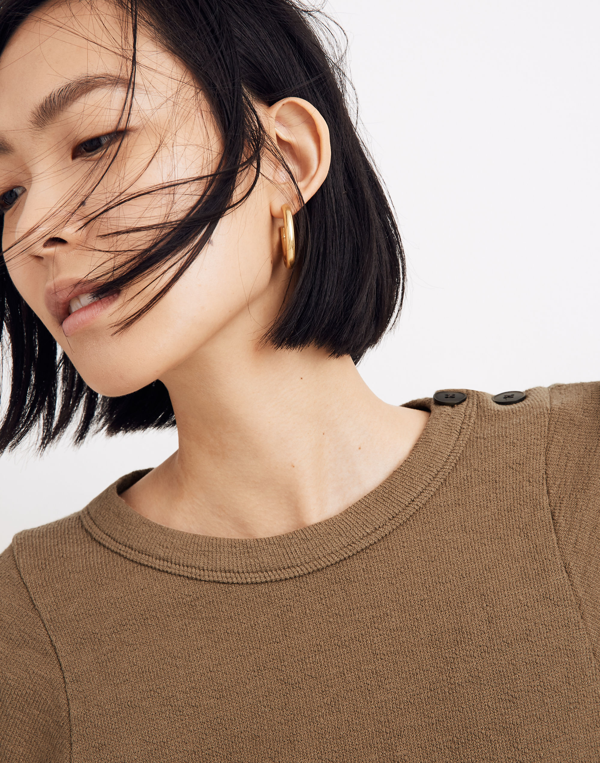 Shoulder-Button Elbow-Patch Top | Madewell