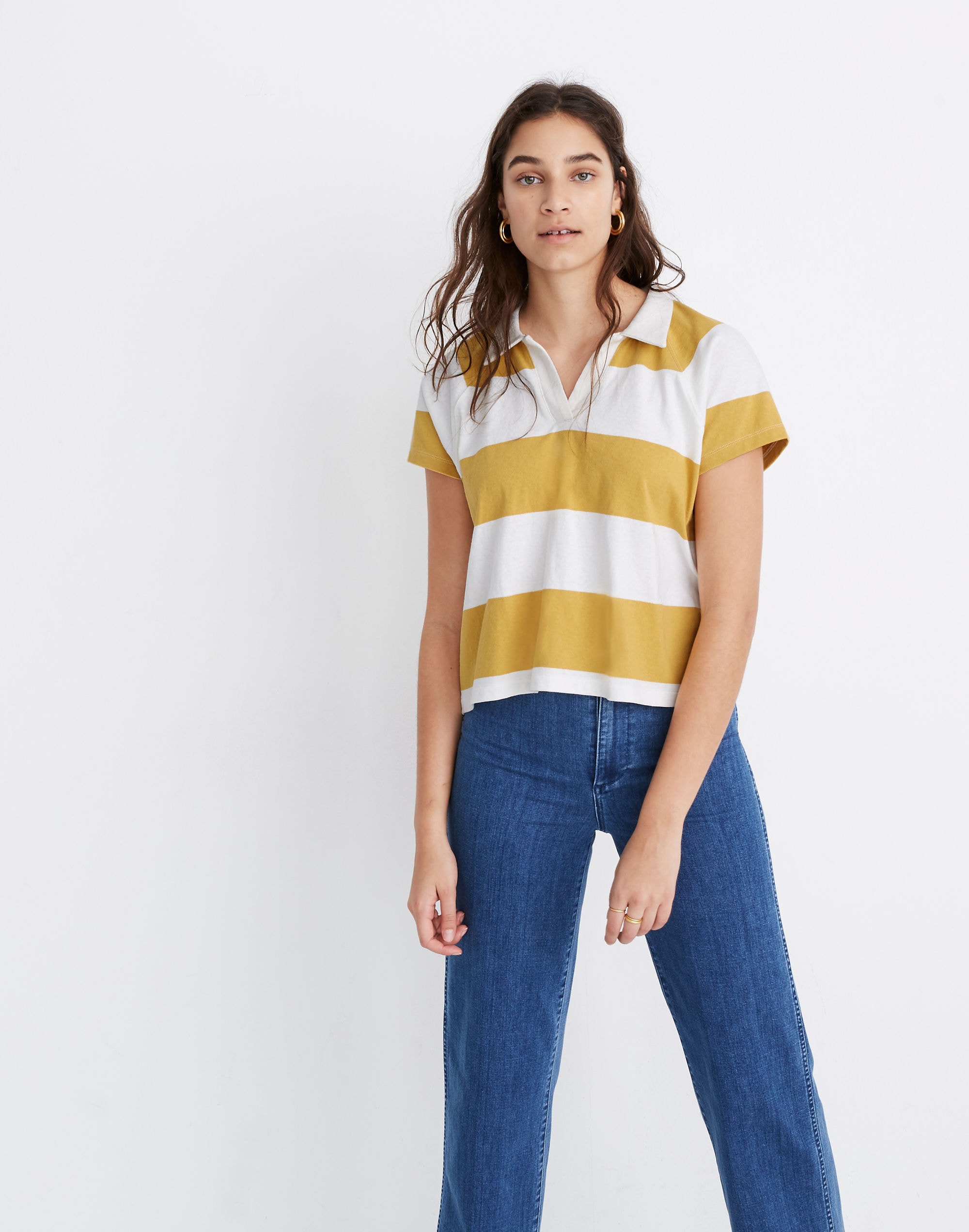 Boxy Polo Tee in Lefferts Stripe | Madewell