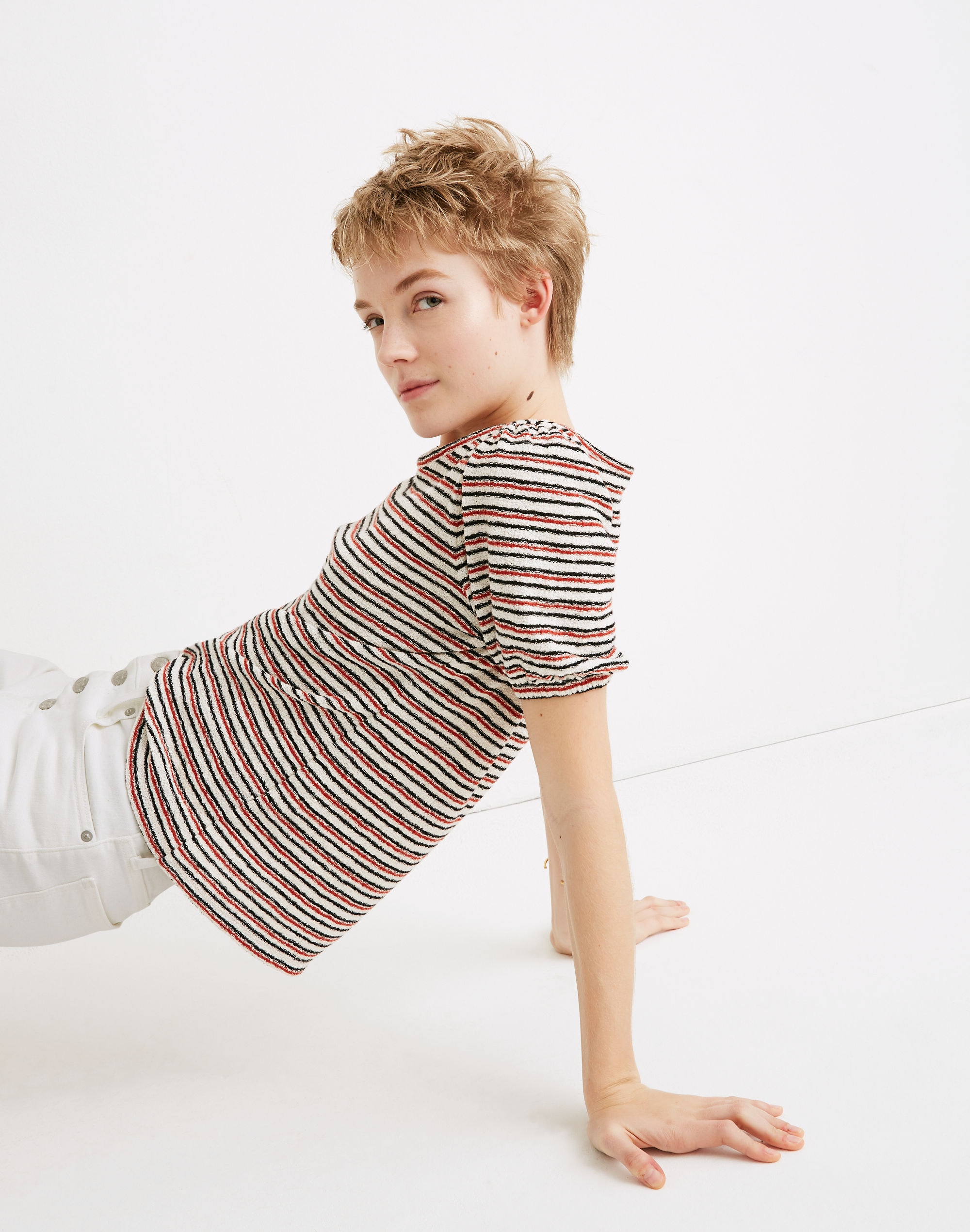 Superlight Jacquard Puff-Sleeve Tee Stripe | Madewell